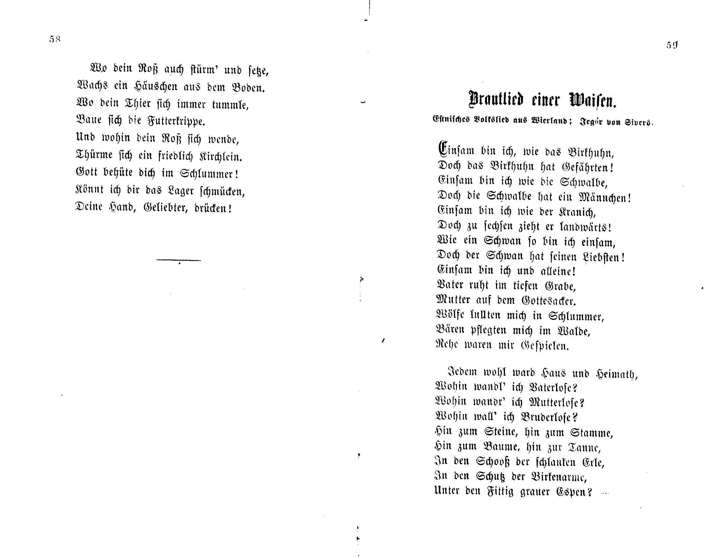 Brautlied einer Waisen (1877) | 1. (58-59) Main body of text