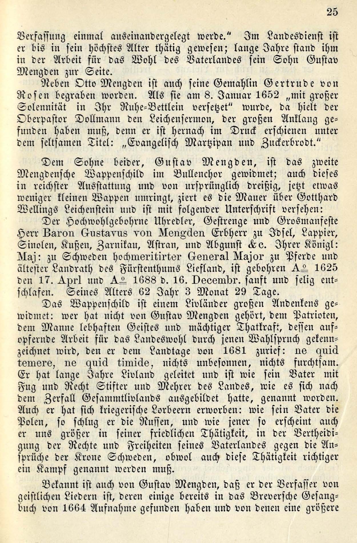 Denkmäler im Dom zu Riga (1885) | 26. Põhitekst