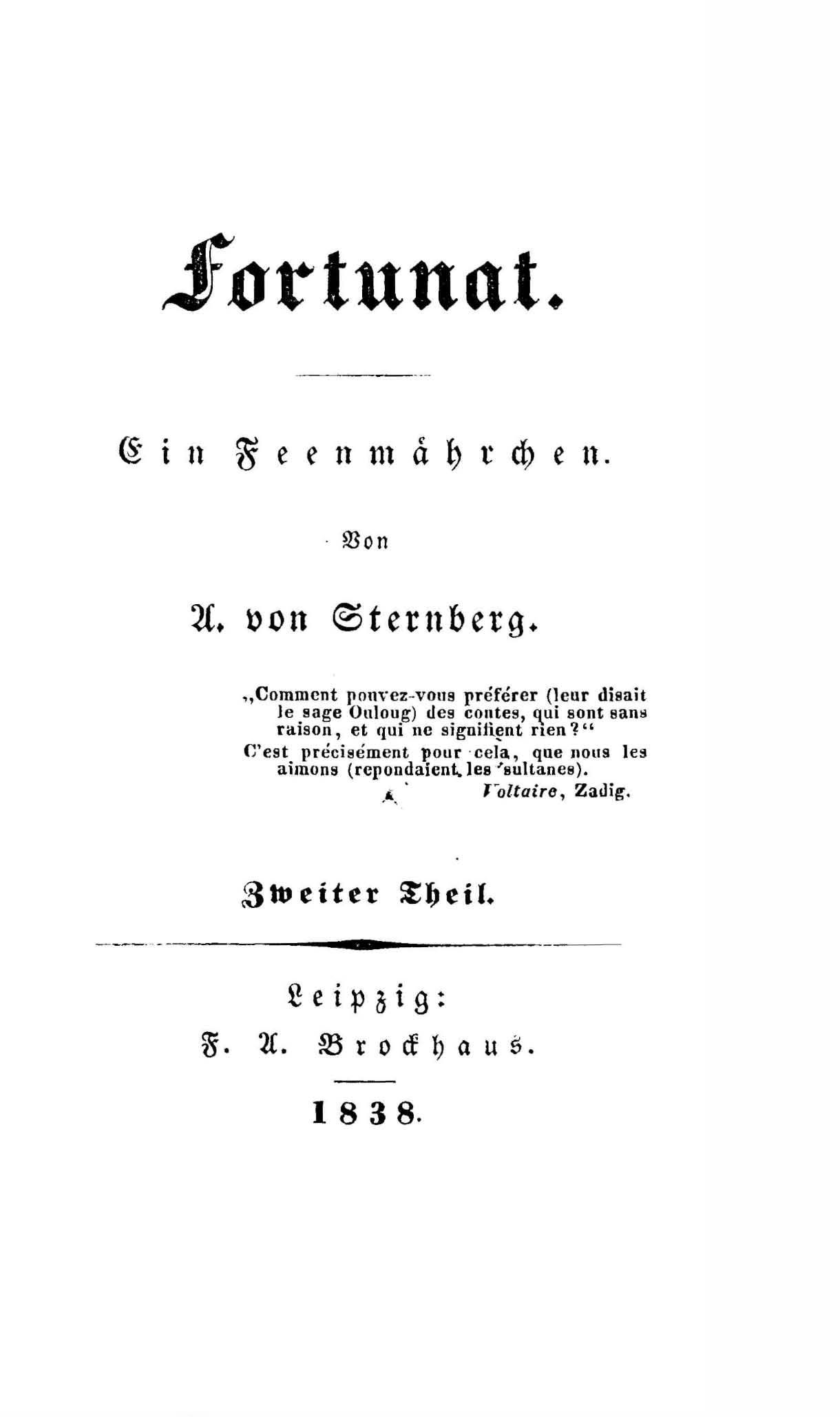 Fortunat [2] (1838) | 3. Titelblatt