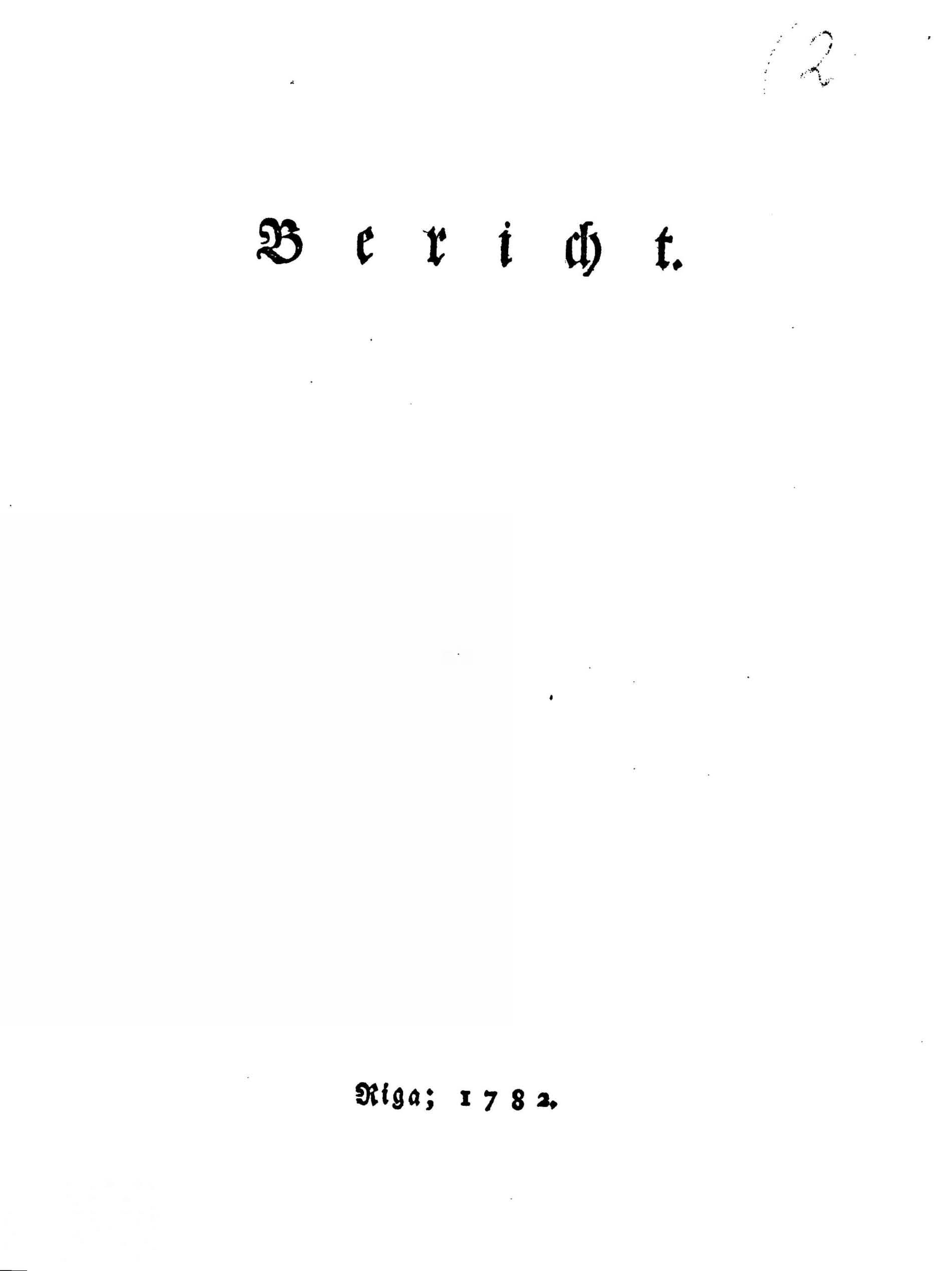 Bericht (1782) | 1. Титульный лист