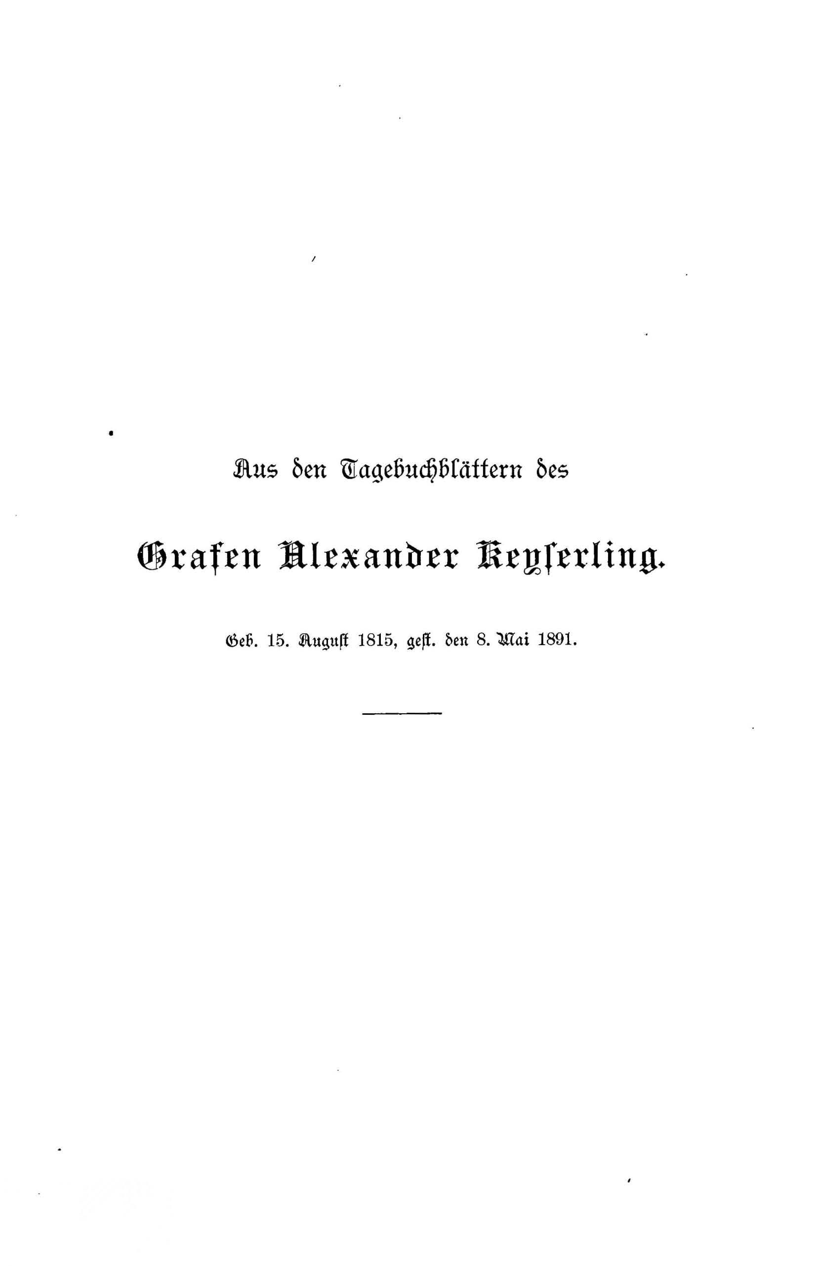 Aus den Tagebuchblättern (1894) | 2. Half title page