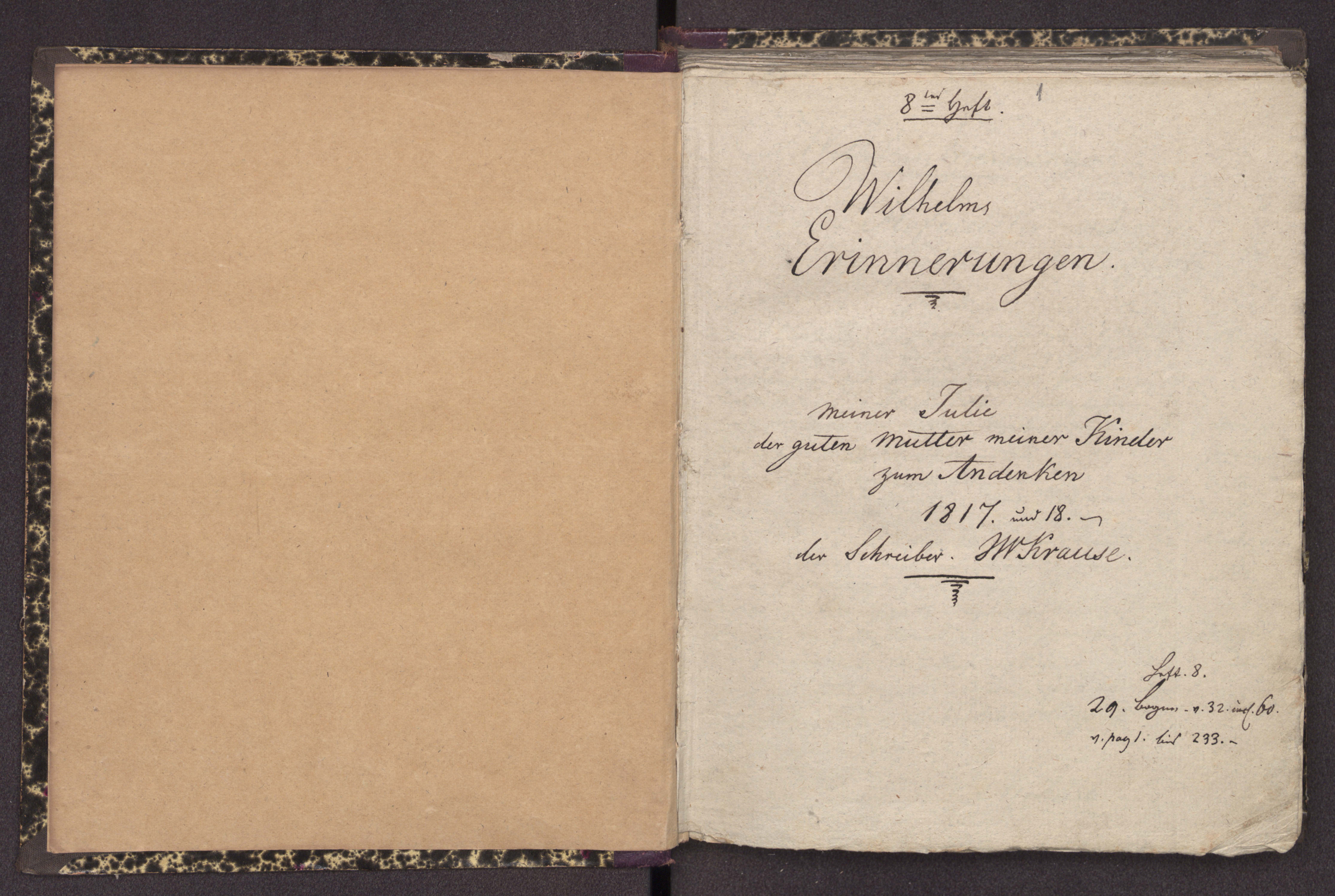 Wilhelms Erinnerungen [08] (1818) | 2. Титульный лист