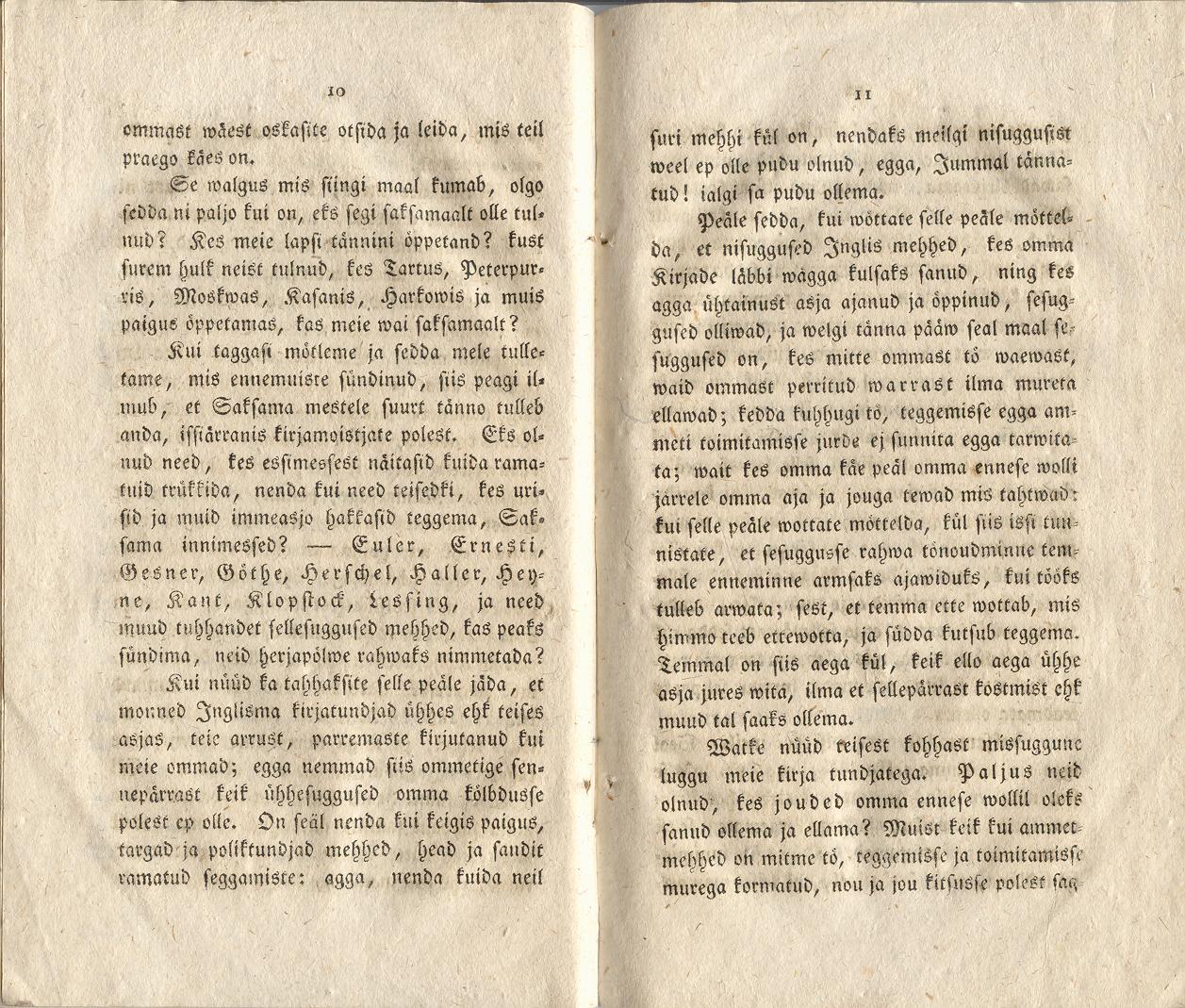 Ehstnische Originalblätter für Deutsche (1816) | 12. (10-11) Основной текст