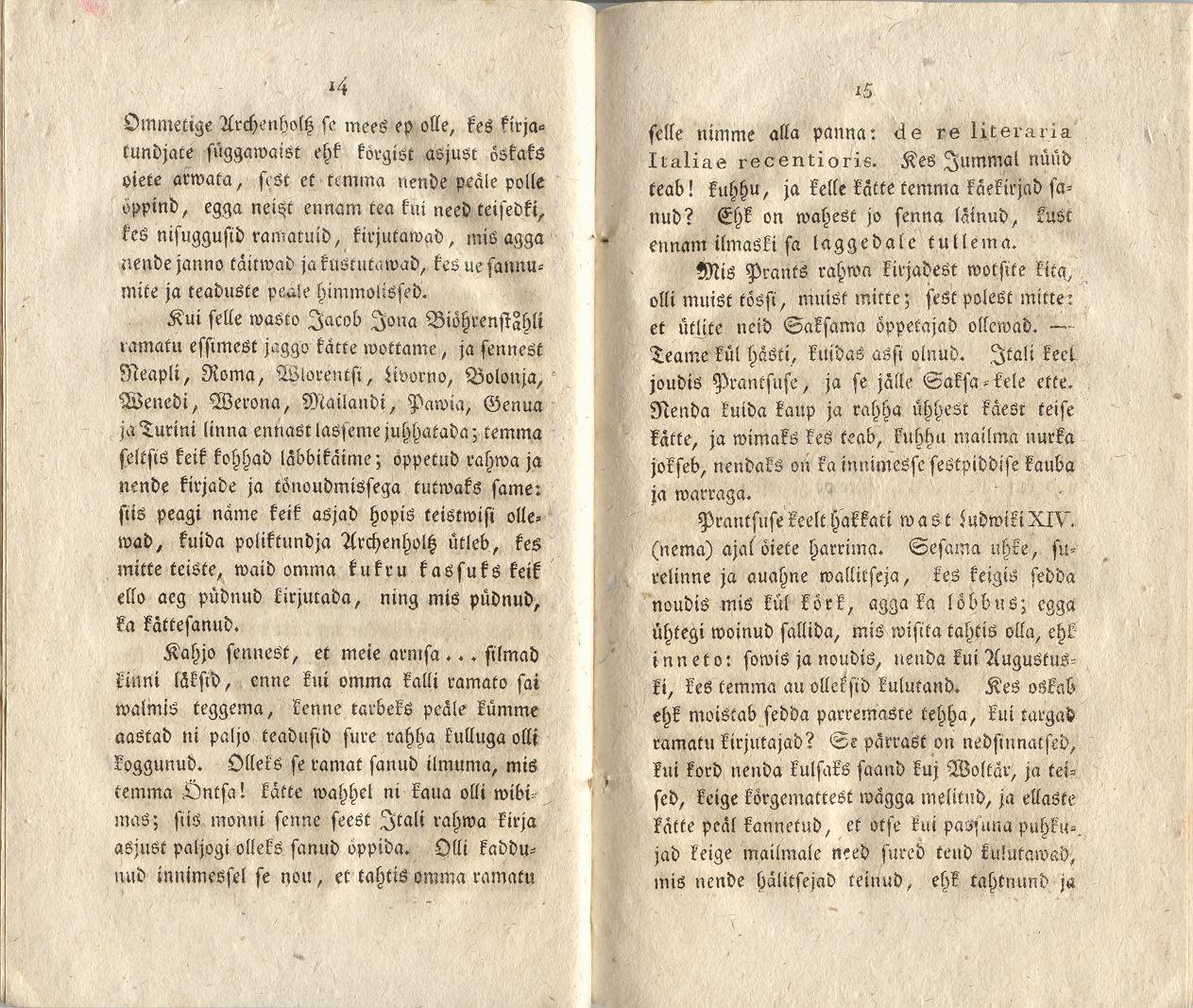 Ehstnische Originalblätter für Deutsche (1816) | 14. (14-15) Põhitekst