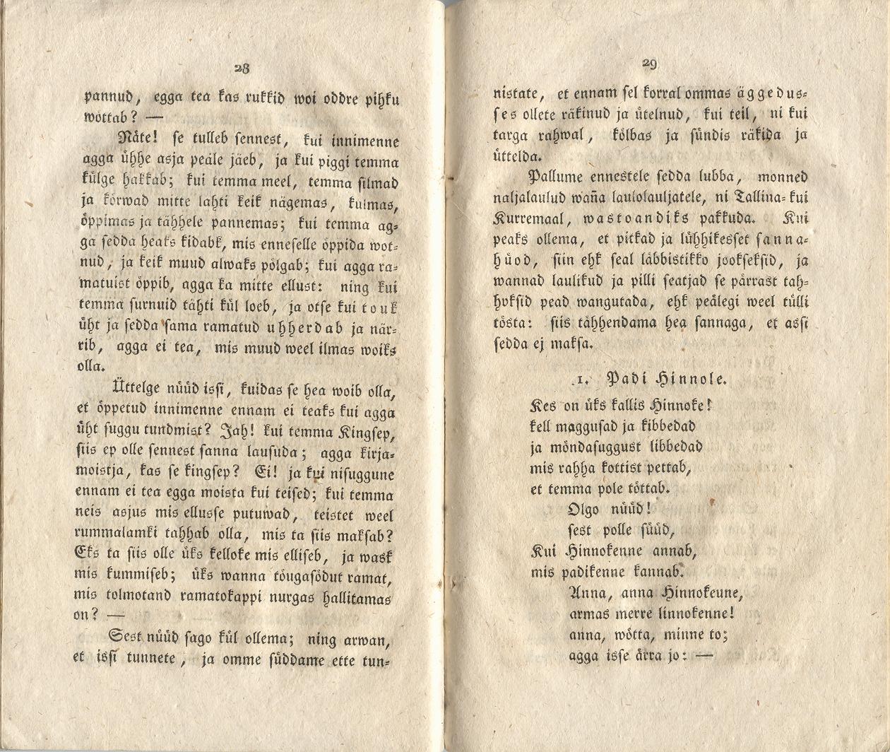 Ehstnische Originalblätter für Deutsche (1816) | 21. (28-29) Põhitekst