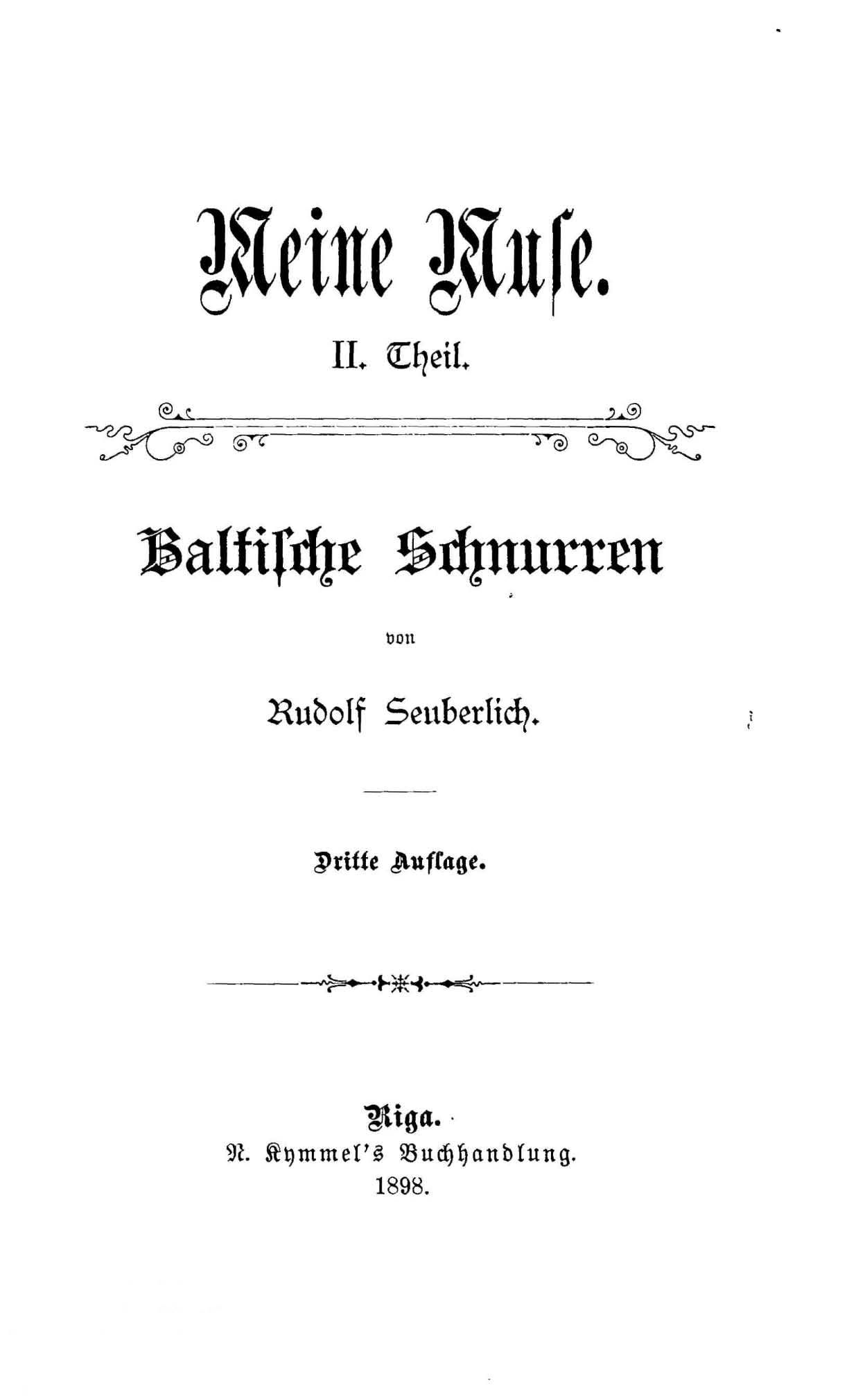 Meine Muse [2] Baltische Schnurren [1] (1880) | 2. Титульный лист