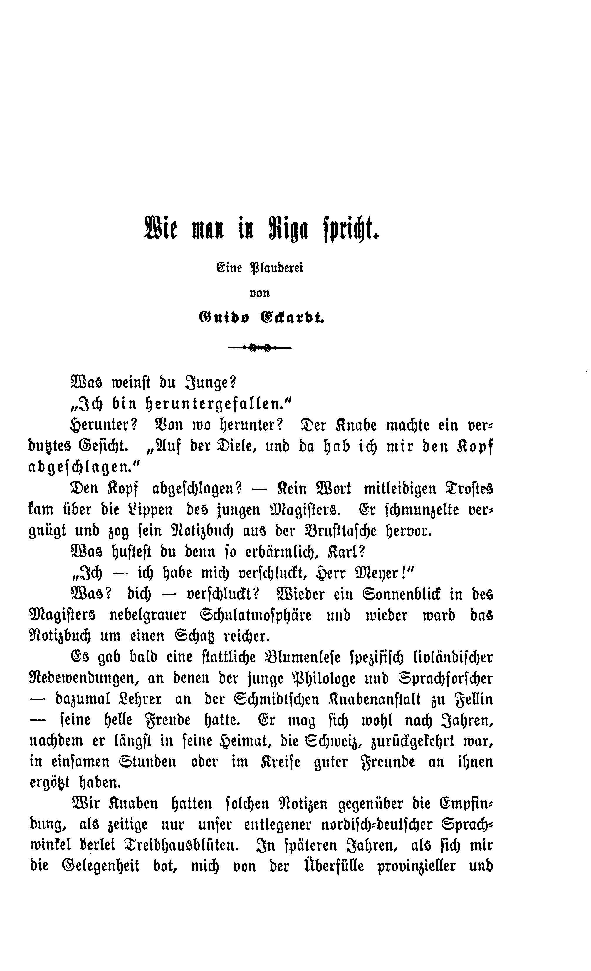 Wie man in Riga spricht (1904) | 1. (45) Põhitekst