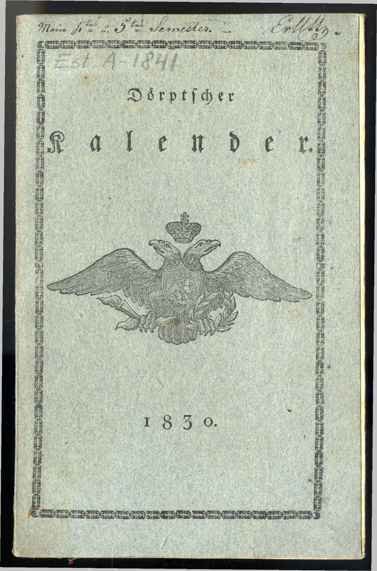 Dörptscher Kalender [1830] (1829) | 1. Main body of text