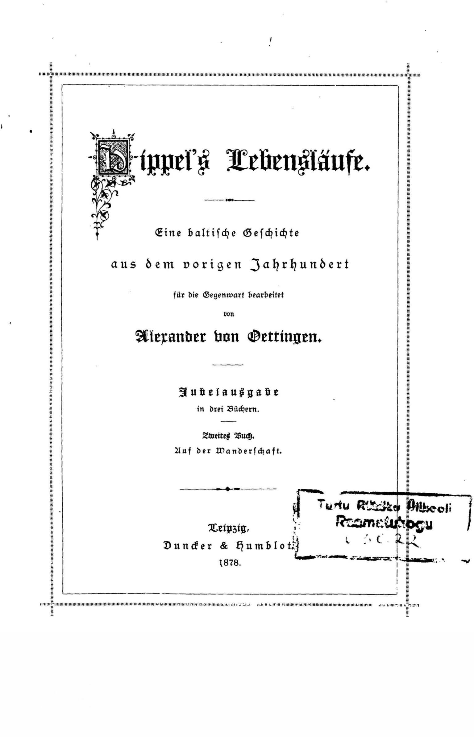 Hippel’s Lebensläufe [2] (1878) | 4. Titelblatt