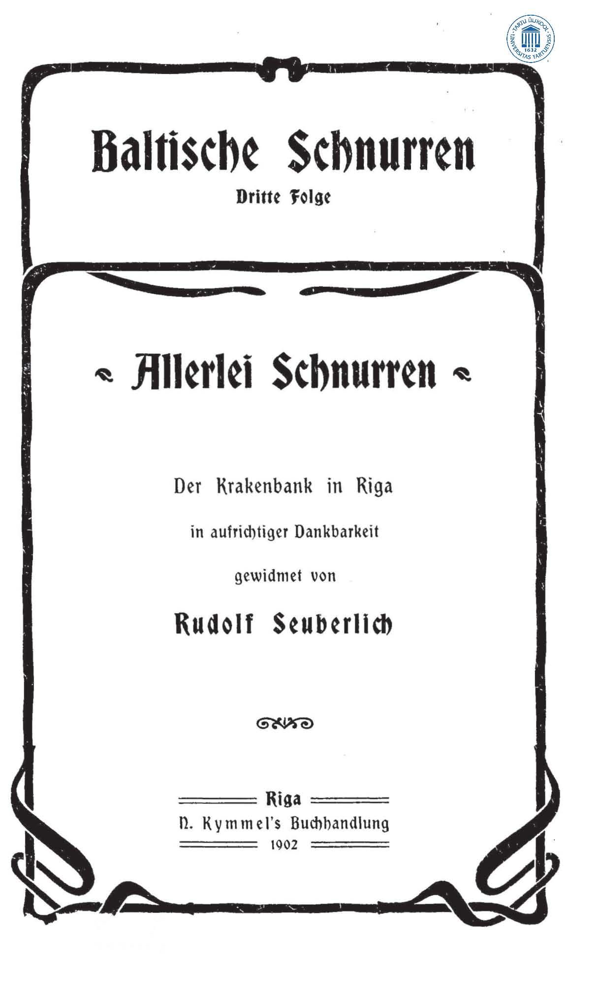 Baltische Schnurren [3] (1902) | 1. Põhitekst