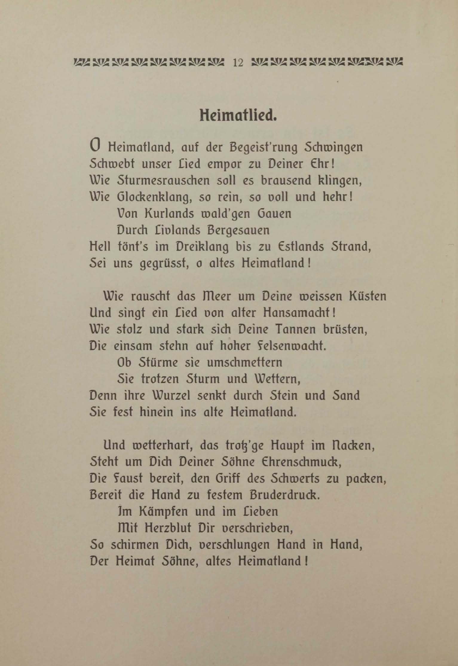 Unsre Heimat (1906) | 14. (12) Põhitekst