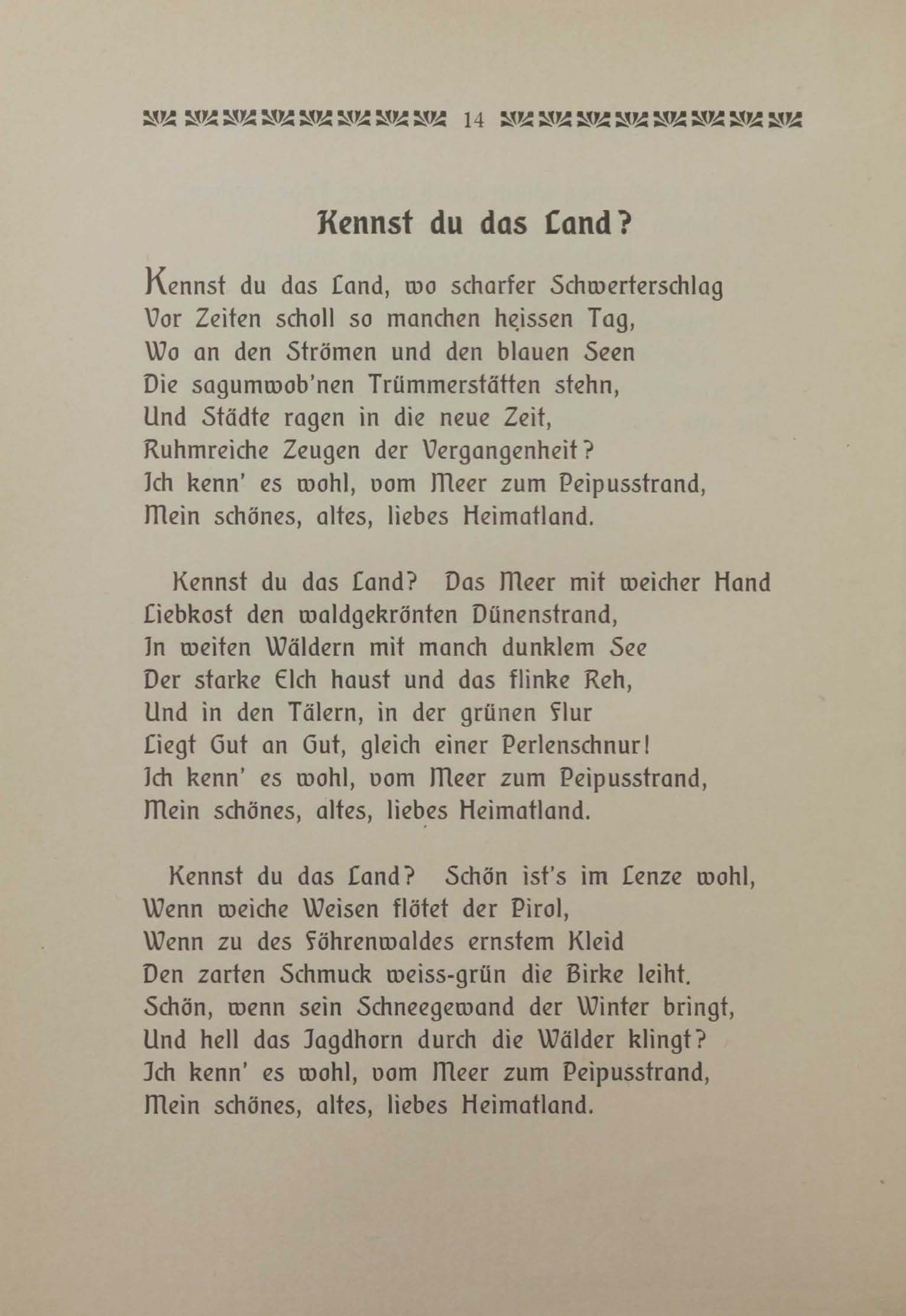 Kennst du das Land? (1906) | 1. (14) Haupttext