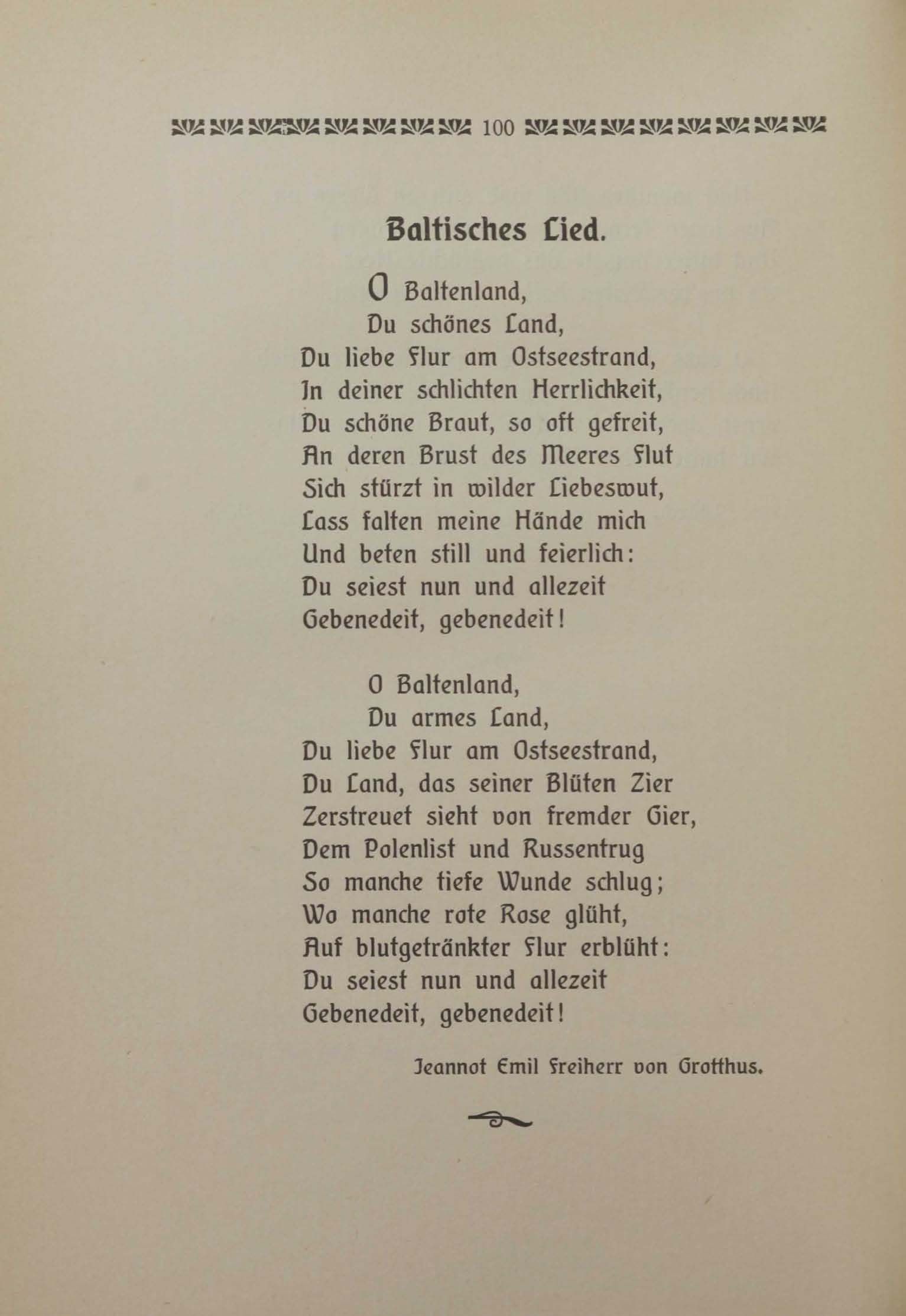 Baltisches Lied (1906) | 1. (100) Põhitekst