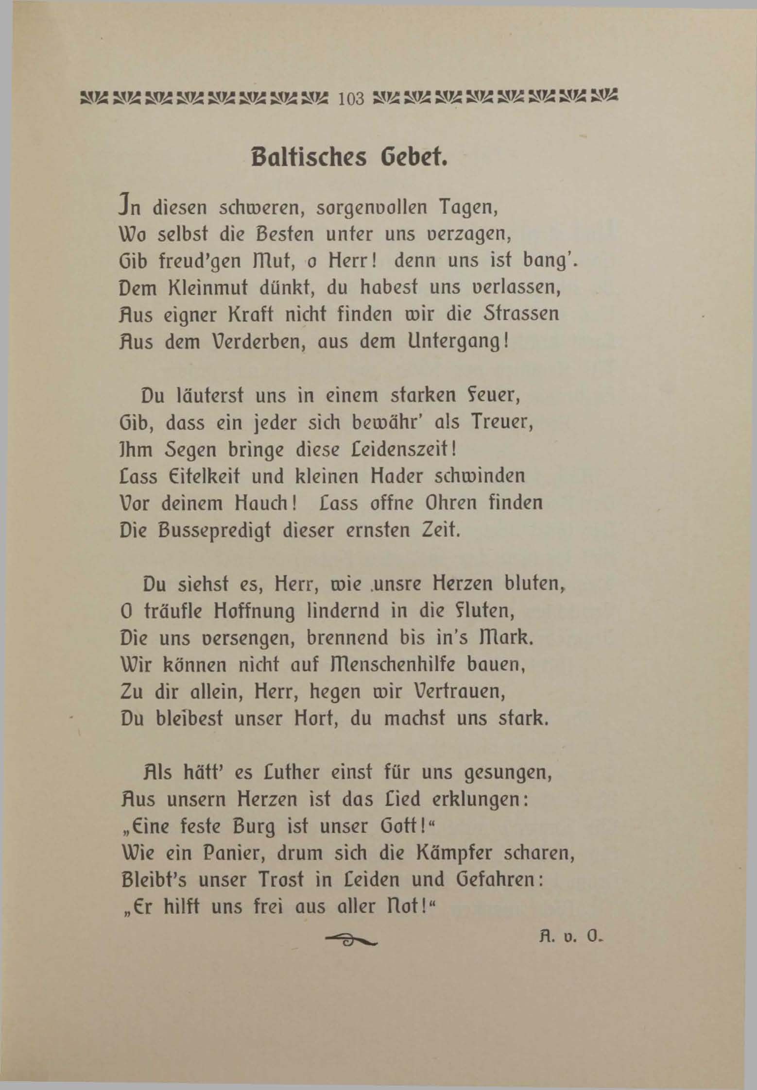 Baltisches Gebet (1906) | 1. (103) Main body of text