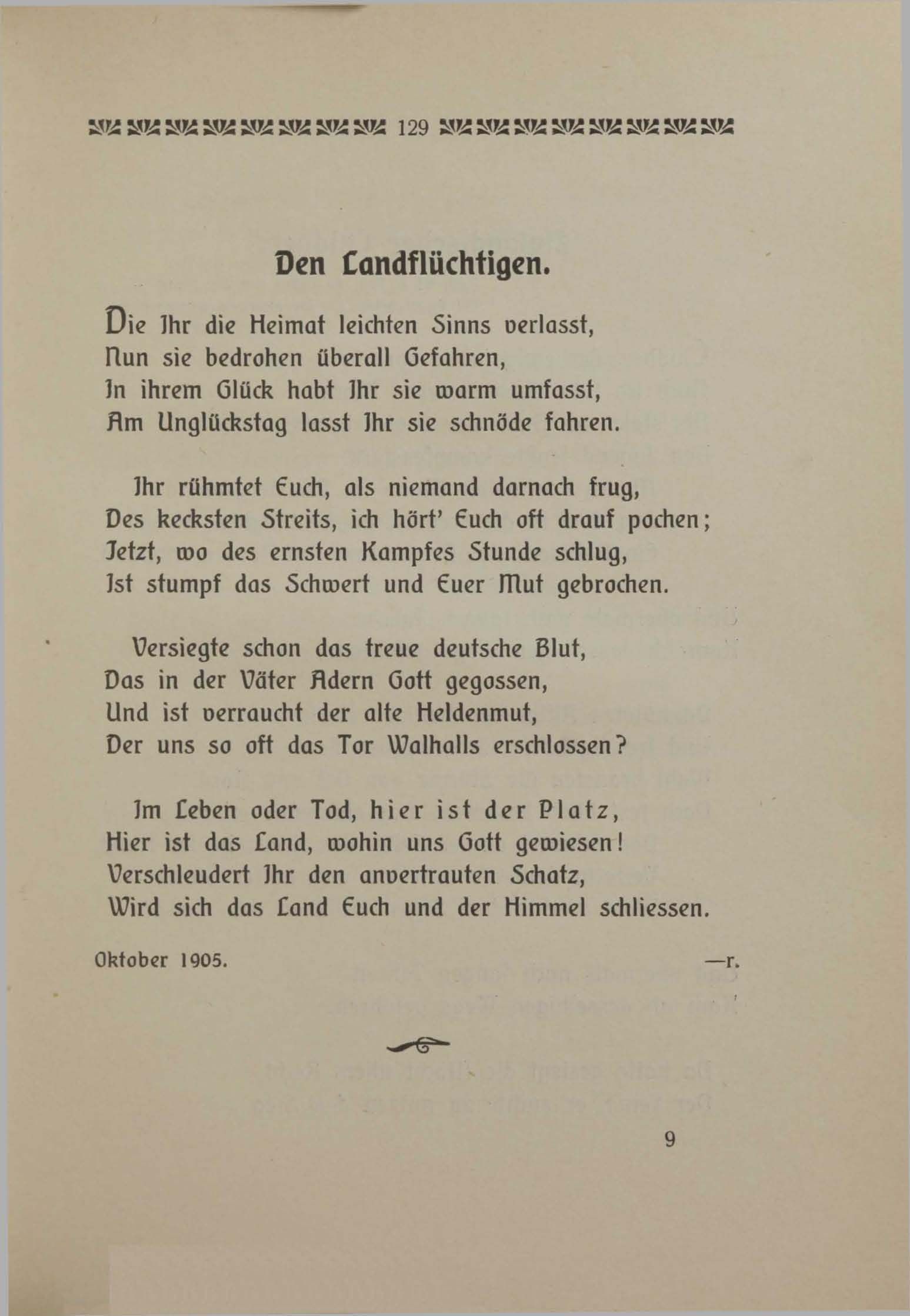 Den Landflüchtigen (1906) | 1. (129) Haupttext