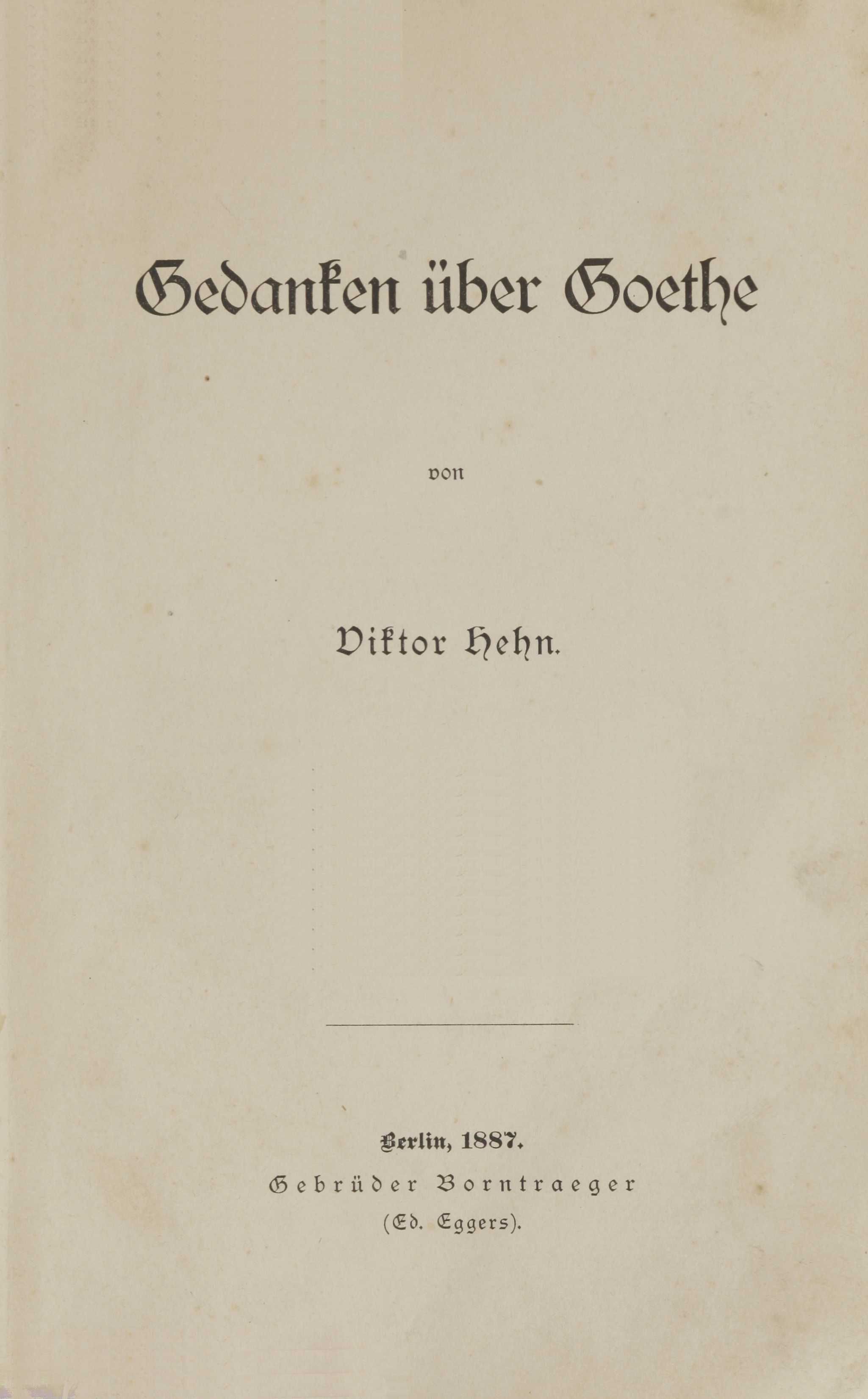 Gedanken über Goethe (1887) | 1. Tiitelleht