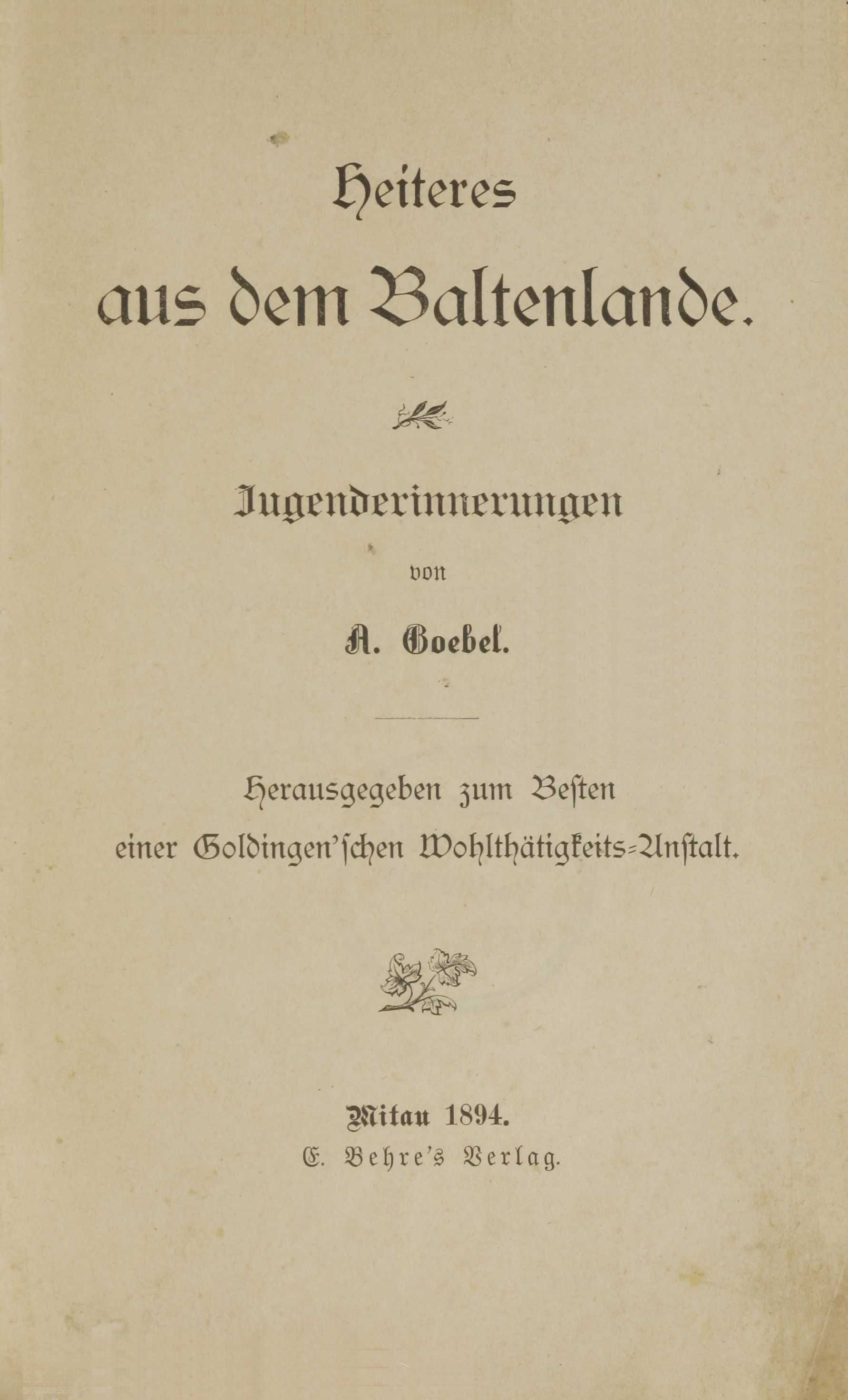 Heiteres aus dem Baltenlande (1894) | 2. Tiitelleht