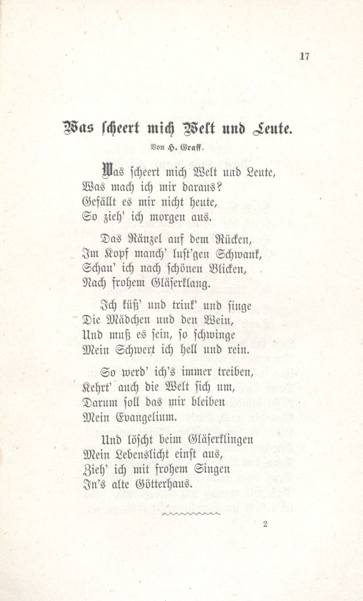 Was scheert mich Welt und Leute (1880) | 1. (17) Põhitekst