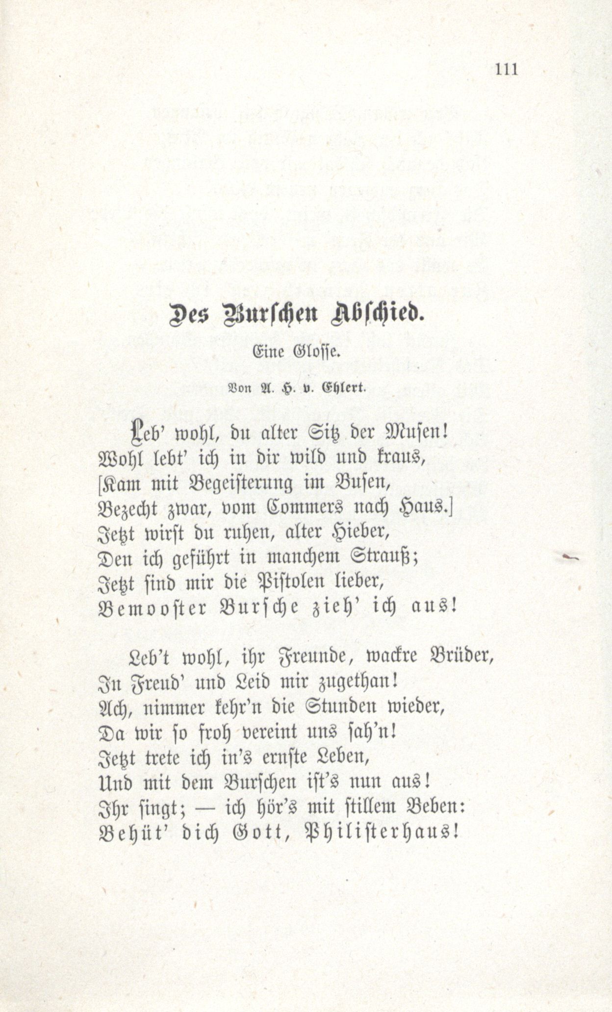 Des Burschen Abschied (1880) | 1. (111) Haupttext