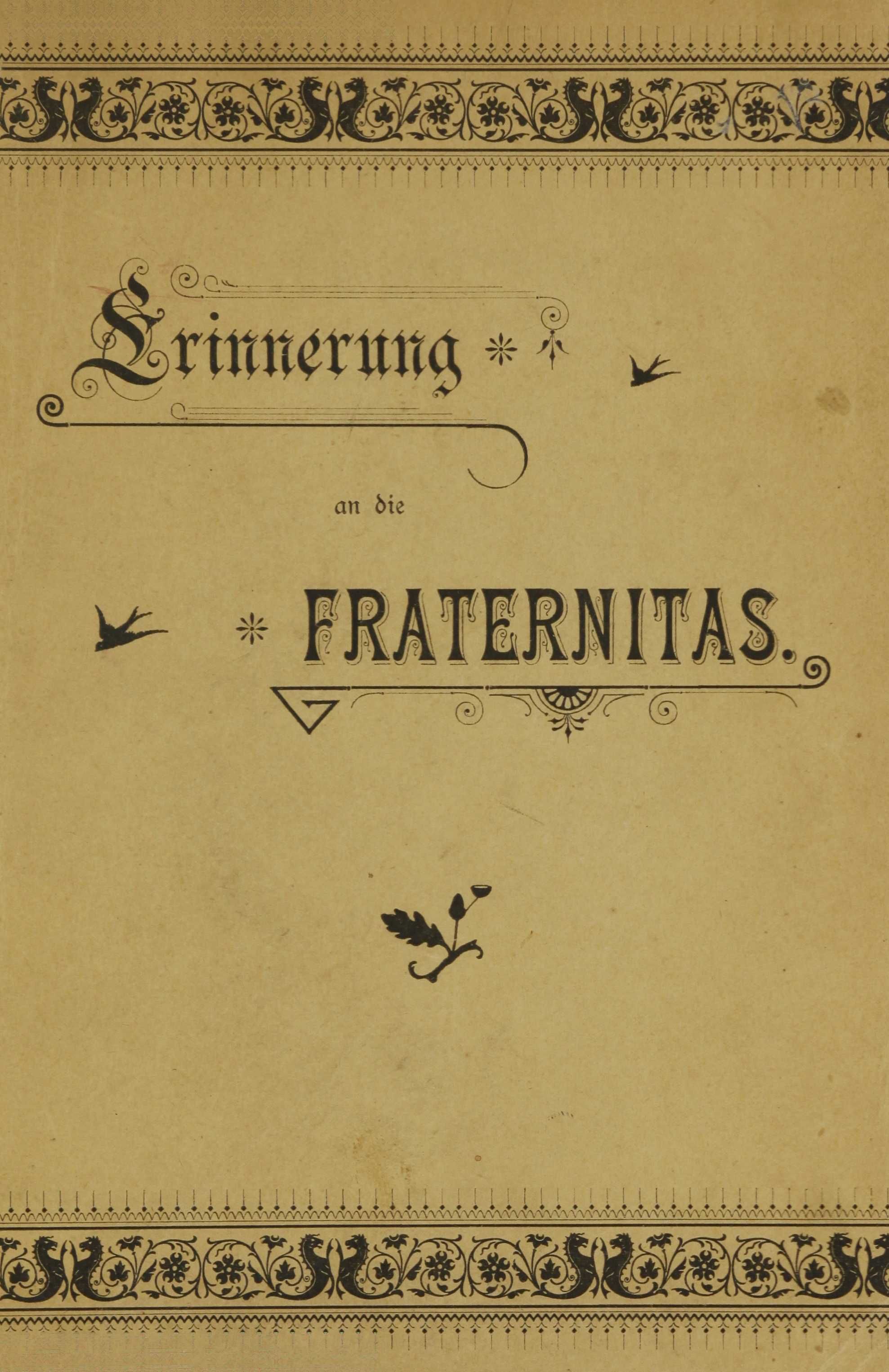 Erinnerung an die Fraternitas (1893) | 1. Vorderdeckel