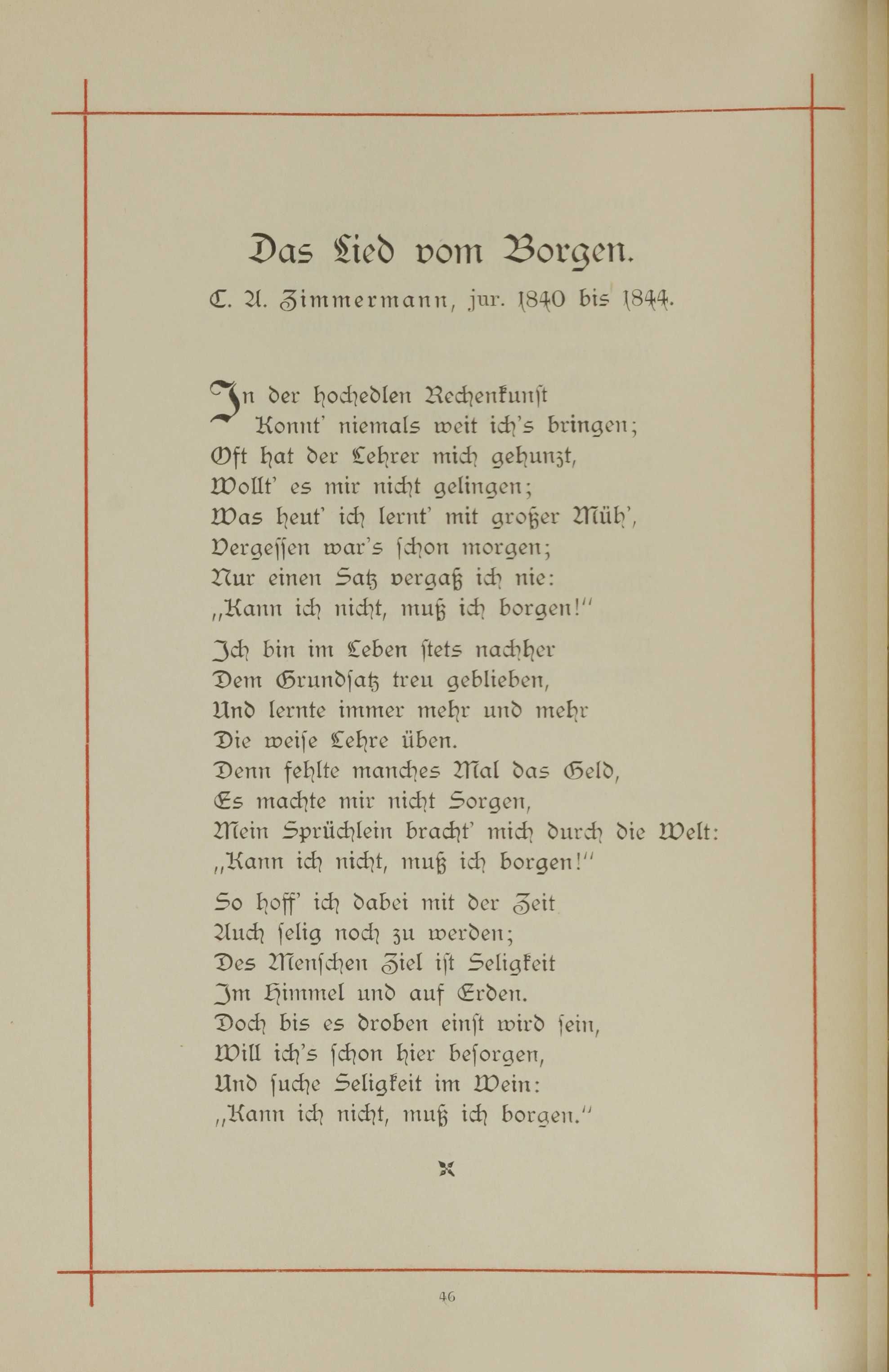 Das Lied vom Borgen (1893) | 1. (46) Põhitekst