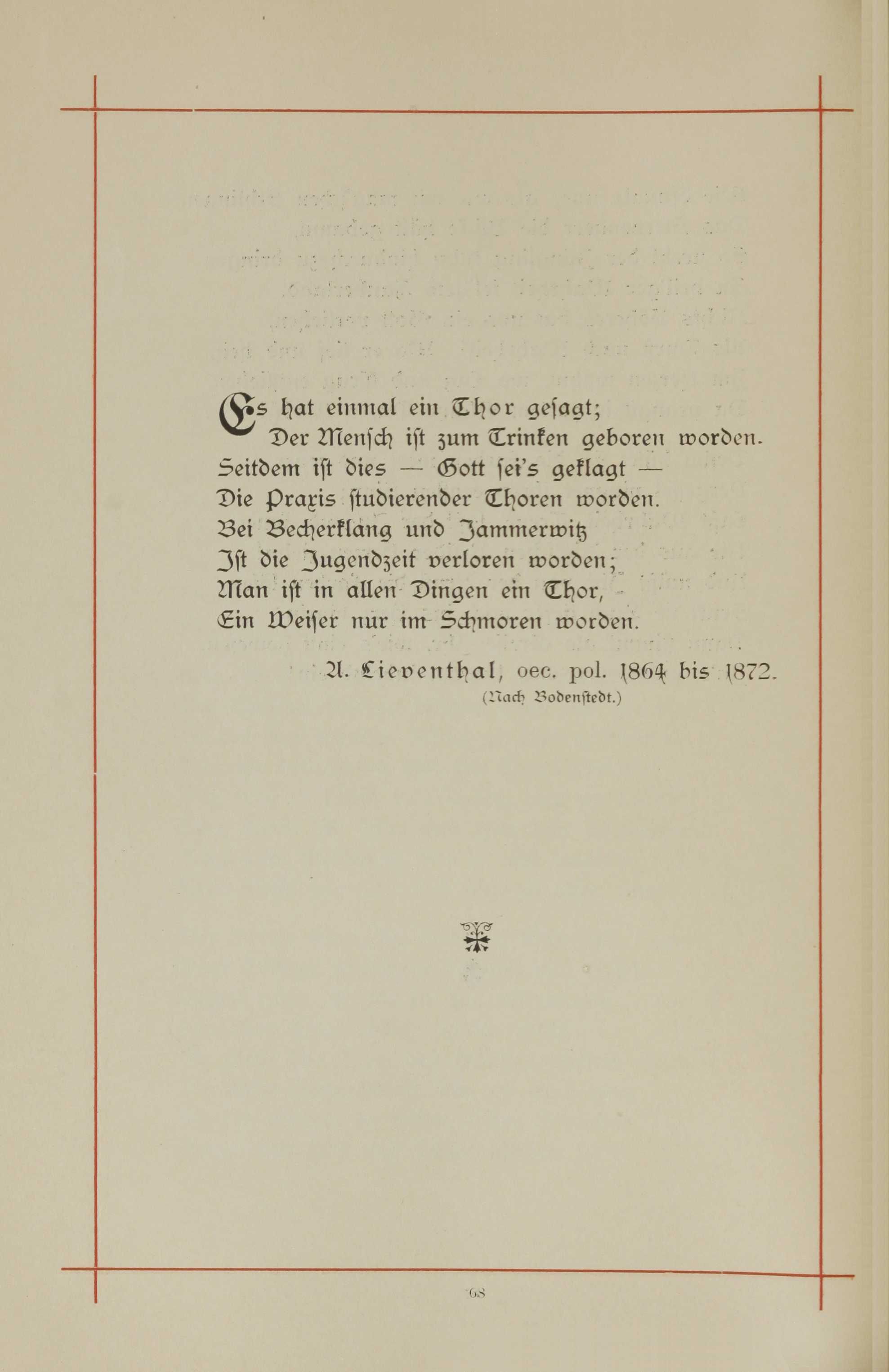 Erinnerung an die Fraternitas (1893) | 73. (68) Haupttext