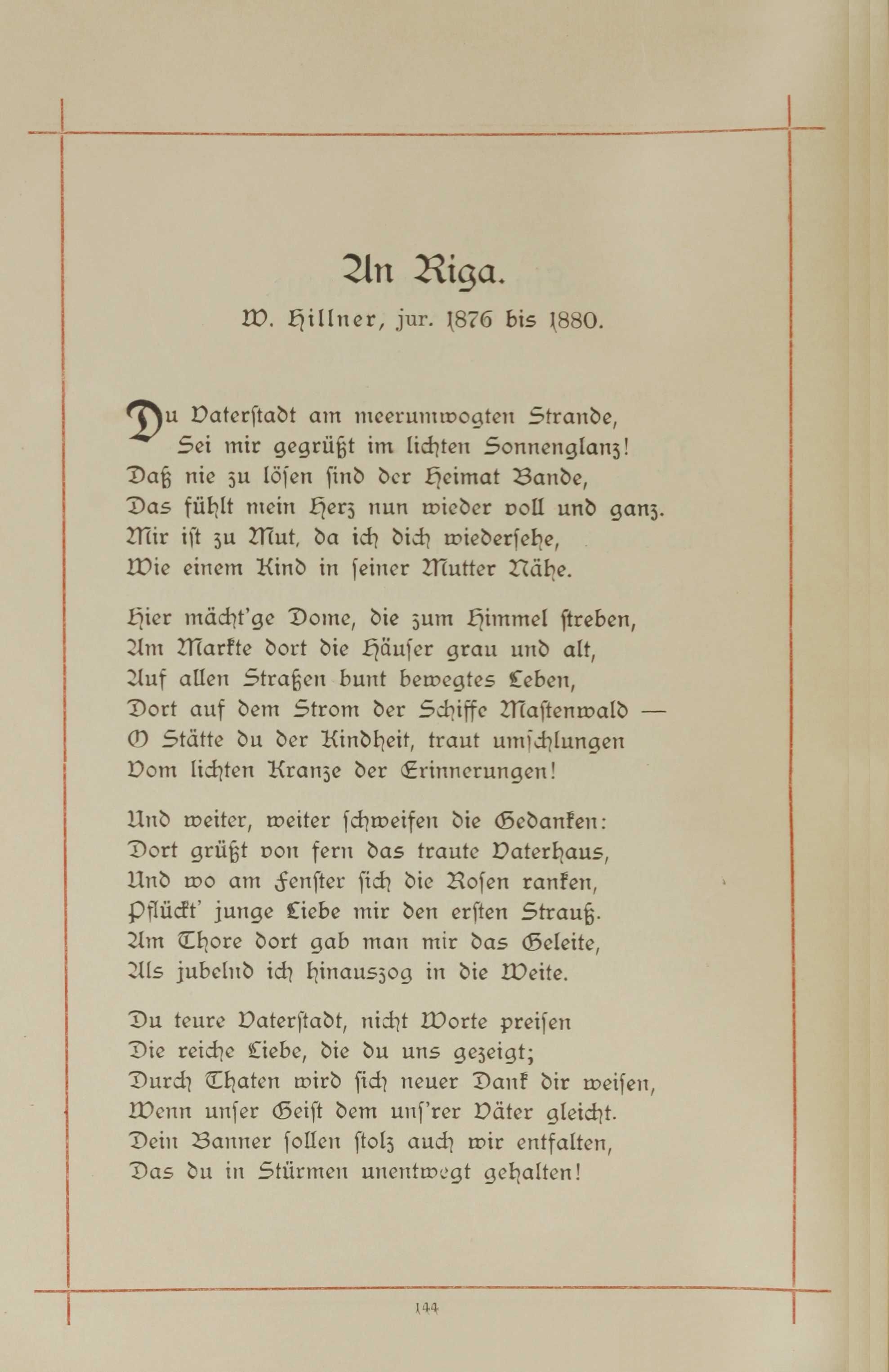 Erinnerung an die Fraternitas (1893) | 149. (144) Haupttext