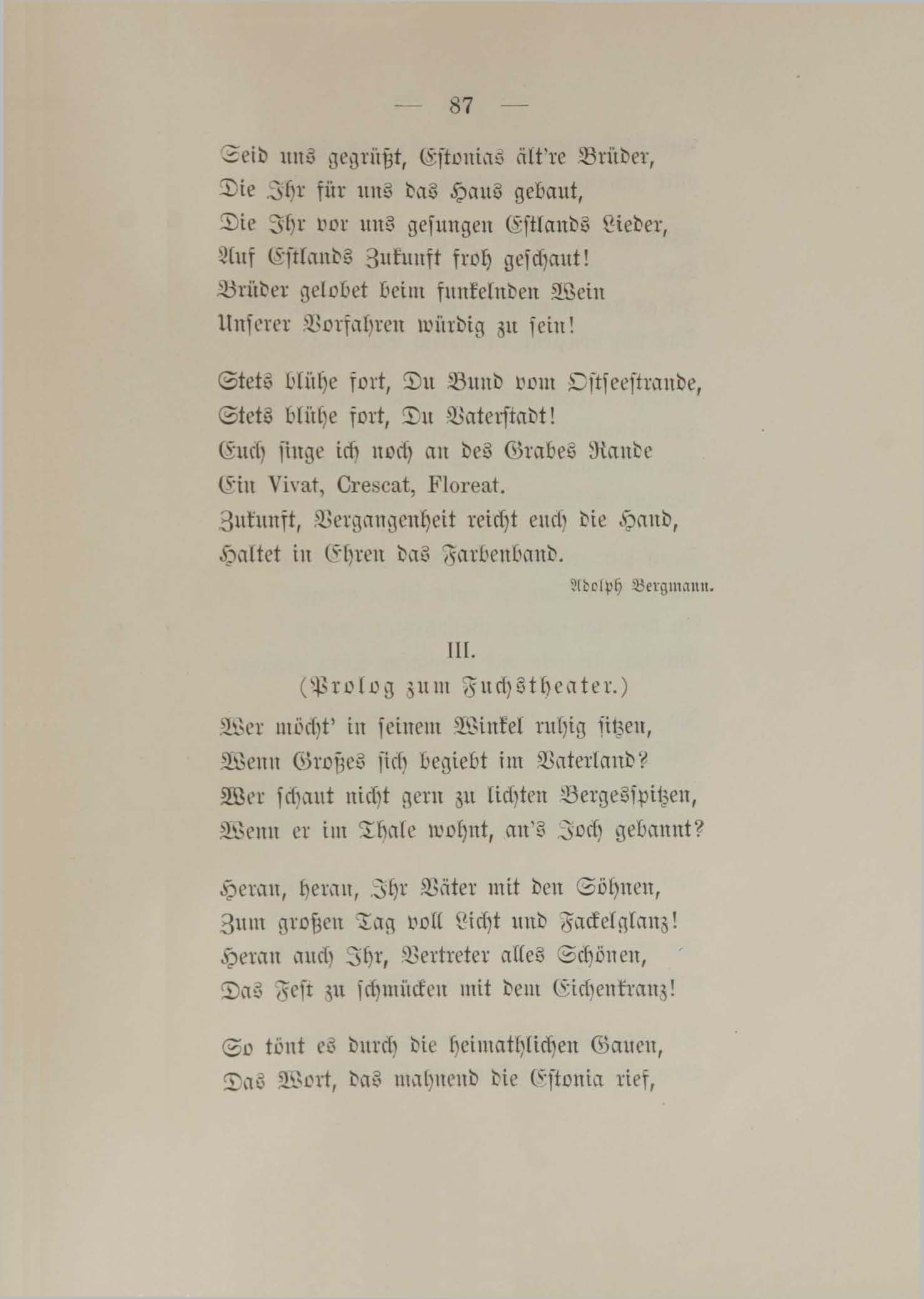 Prolog zum Fuchstheater (1890) | 1. (87) Põhitekst