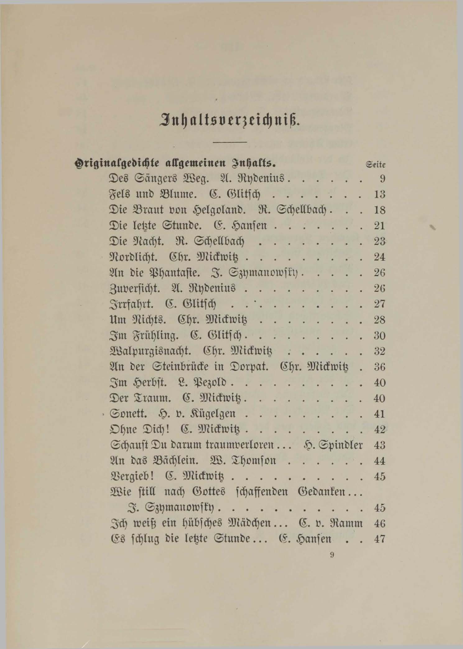 Estonen-Lieder (1890) | 125. (129) Table of contents