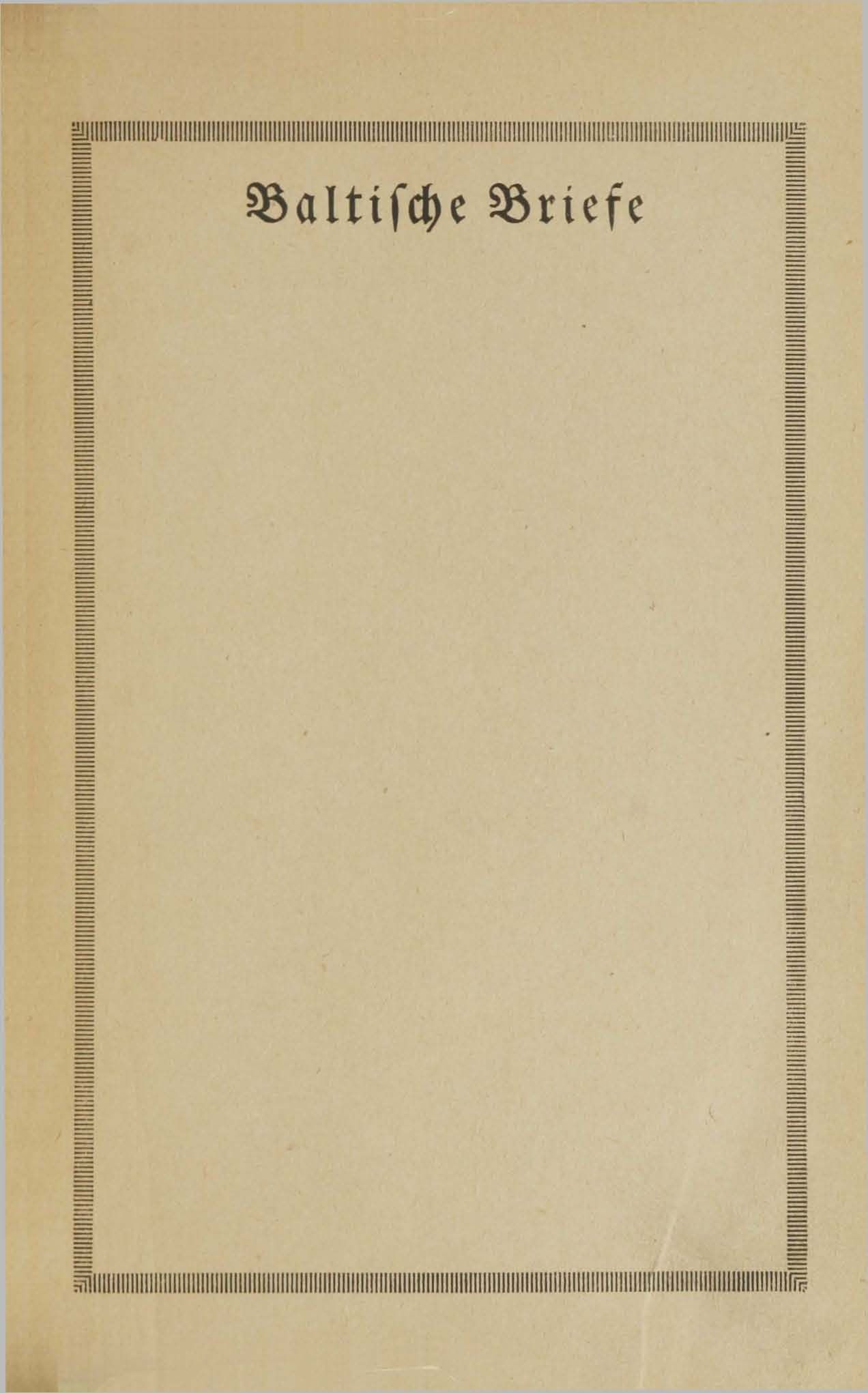 Baltische Briefe aus zwei Jahrhunderten (1917 ?) | 2. Half title page