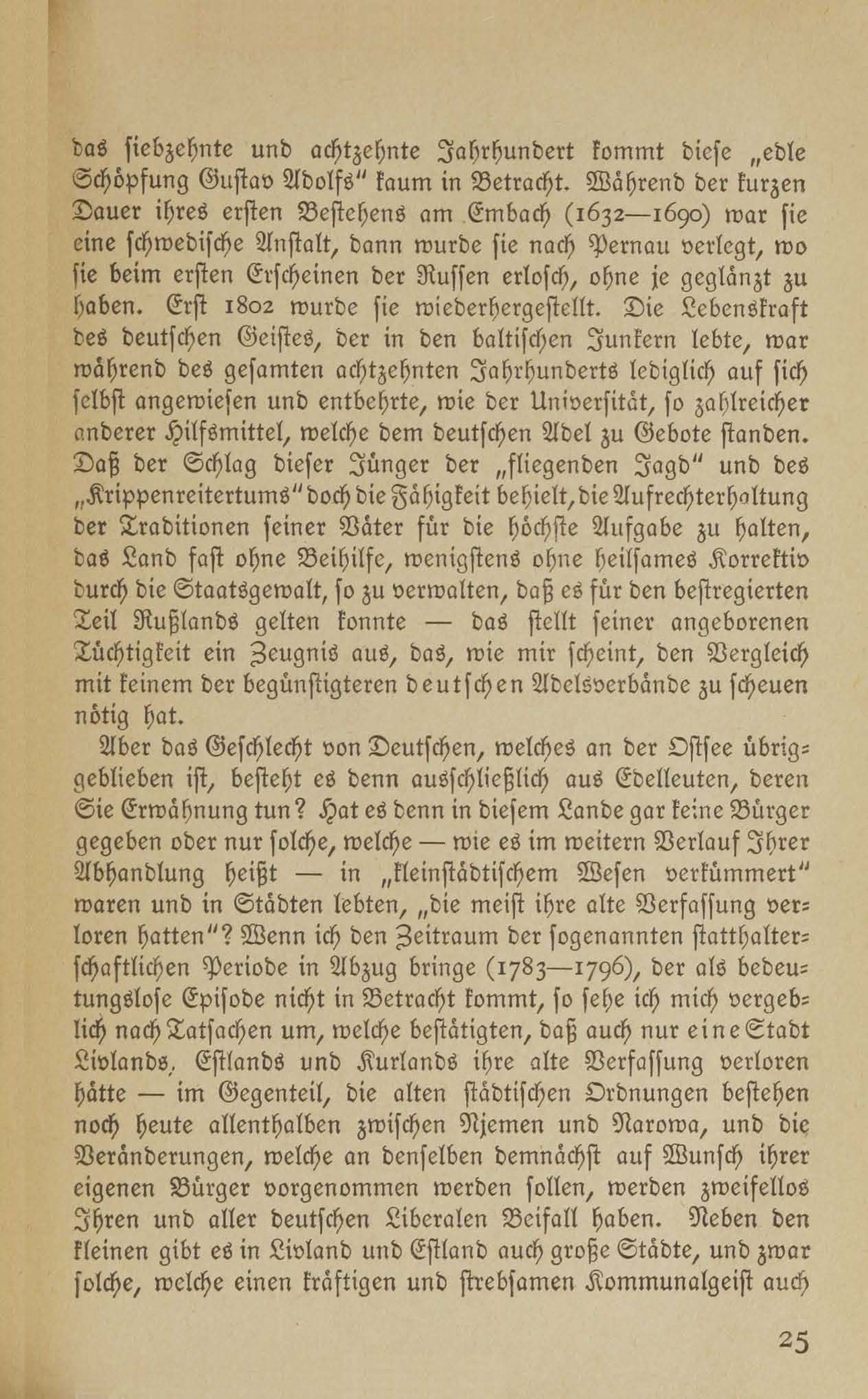 Baltische Briefe aus zwei Jahrhunderten (1917 ?) | 20. (25) Main body of text