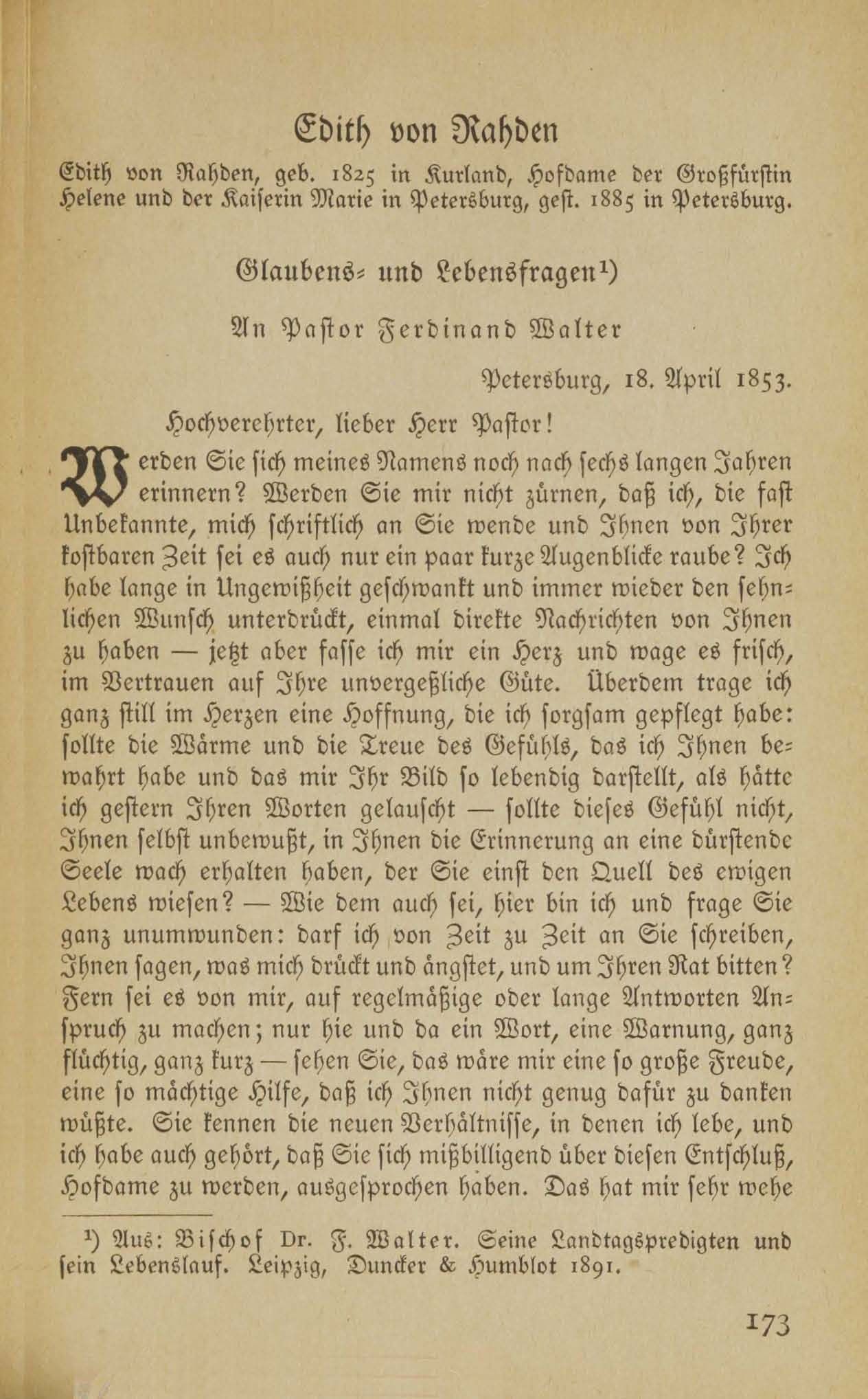 Baltische Briefe aus zwei Jahrhunderten (1917 ?) | 168. (173) Main body of text