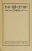 Baltische Briefe aus zwei Jahrhunderten (1917 ?) | 3. Title page