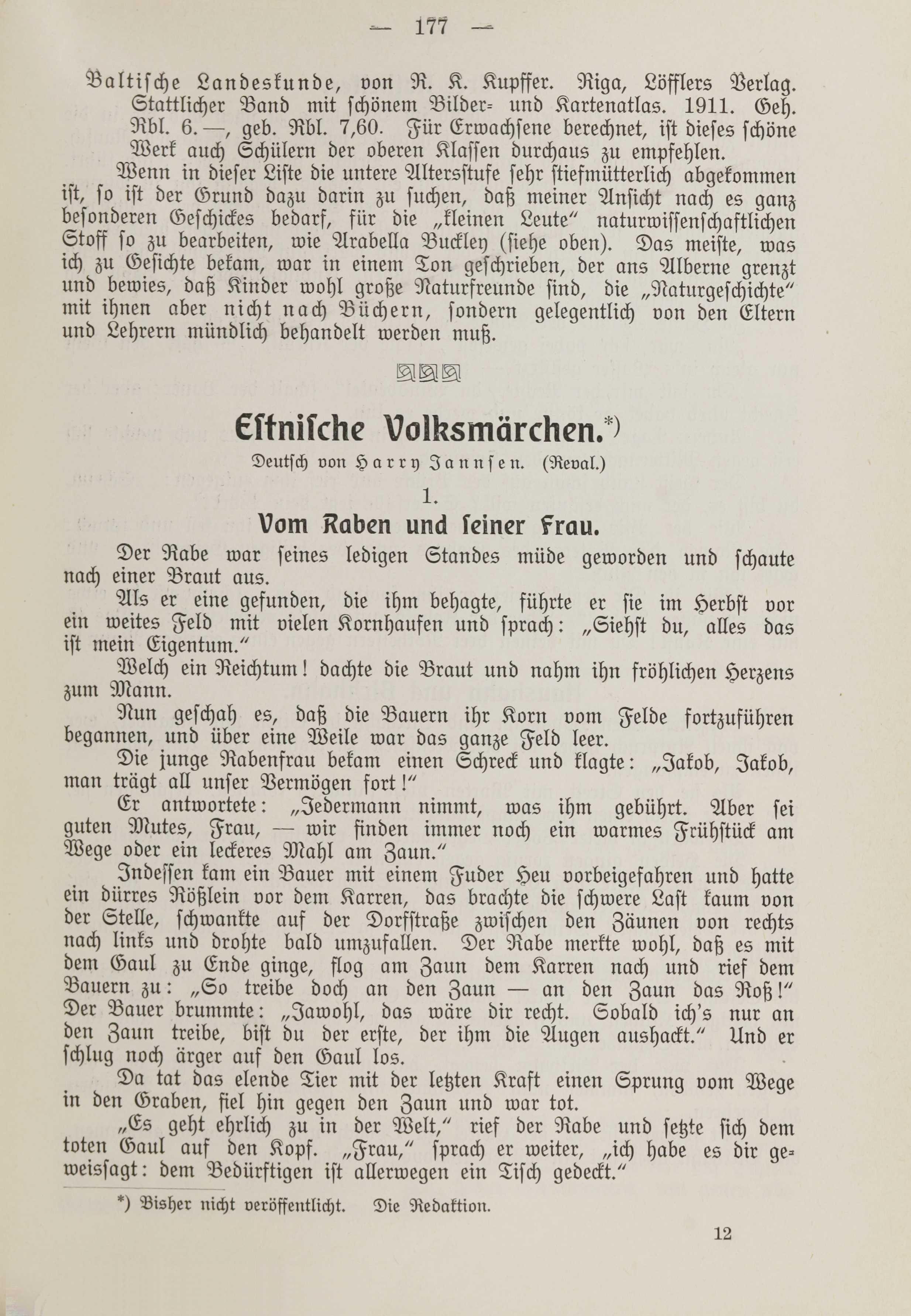Estnische Volksmärchen [1] (1912) | 1. (177) Haupttext