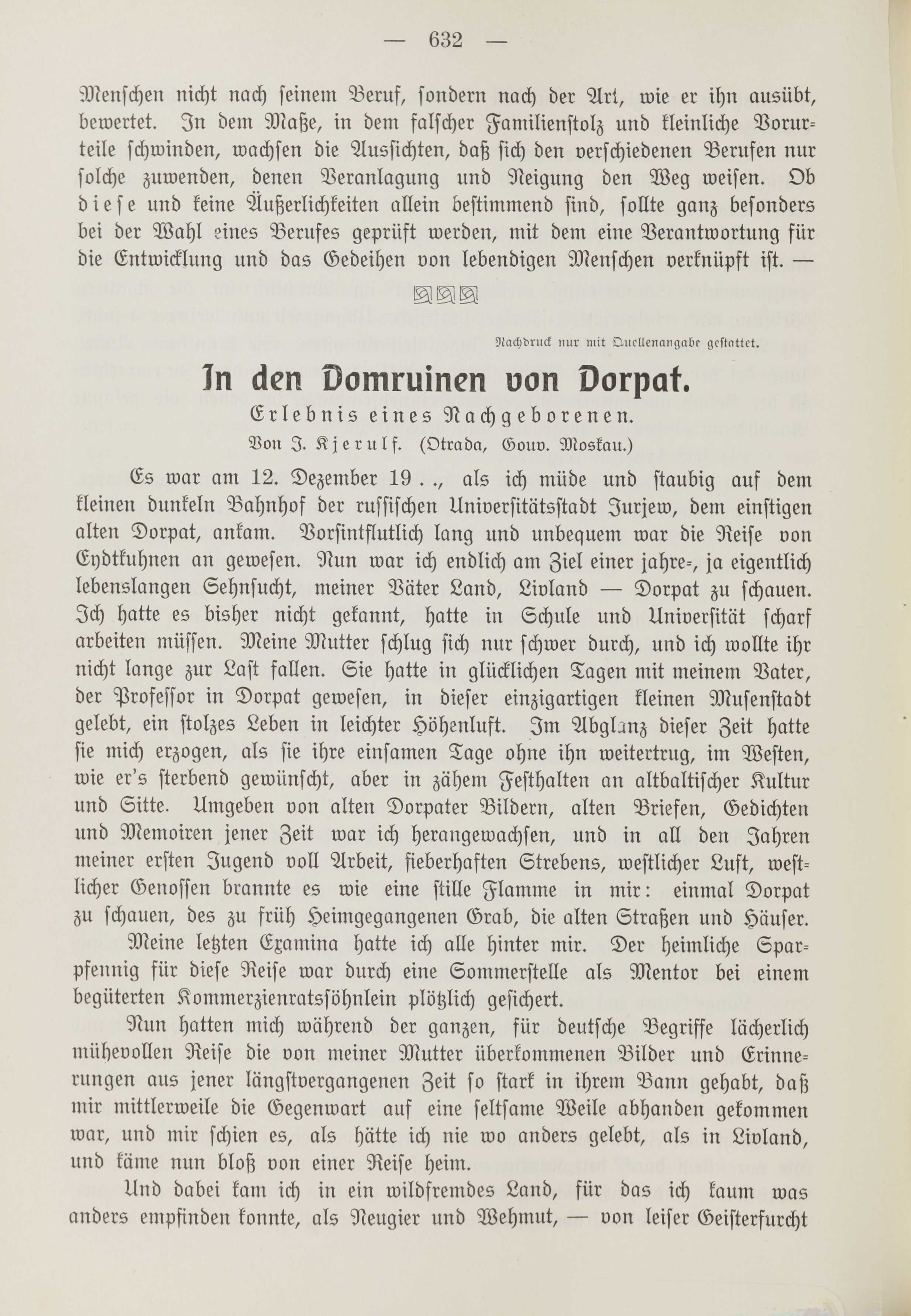 In den Domruinen von Dorpat (1912) | 1. (632) Põhitekst