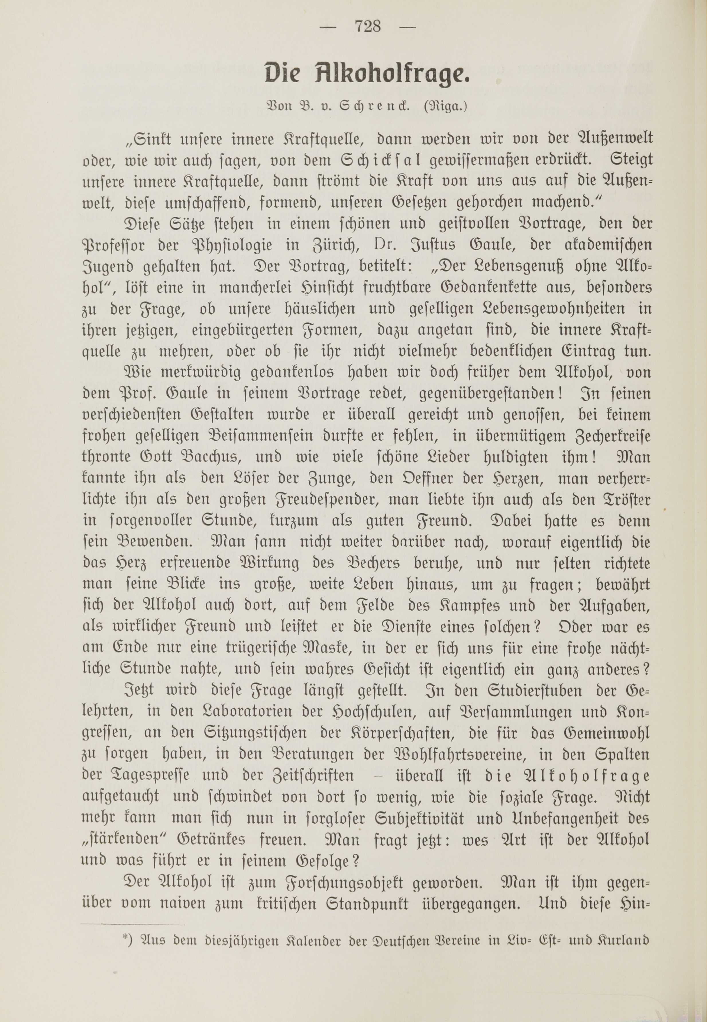 Die Alkoholfrage (1912) | 1. (728) Основной текст