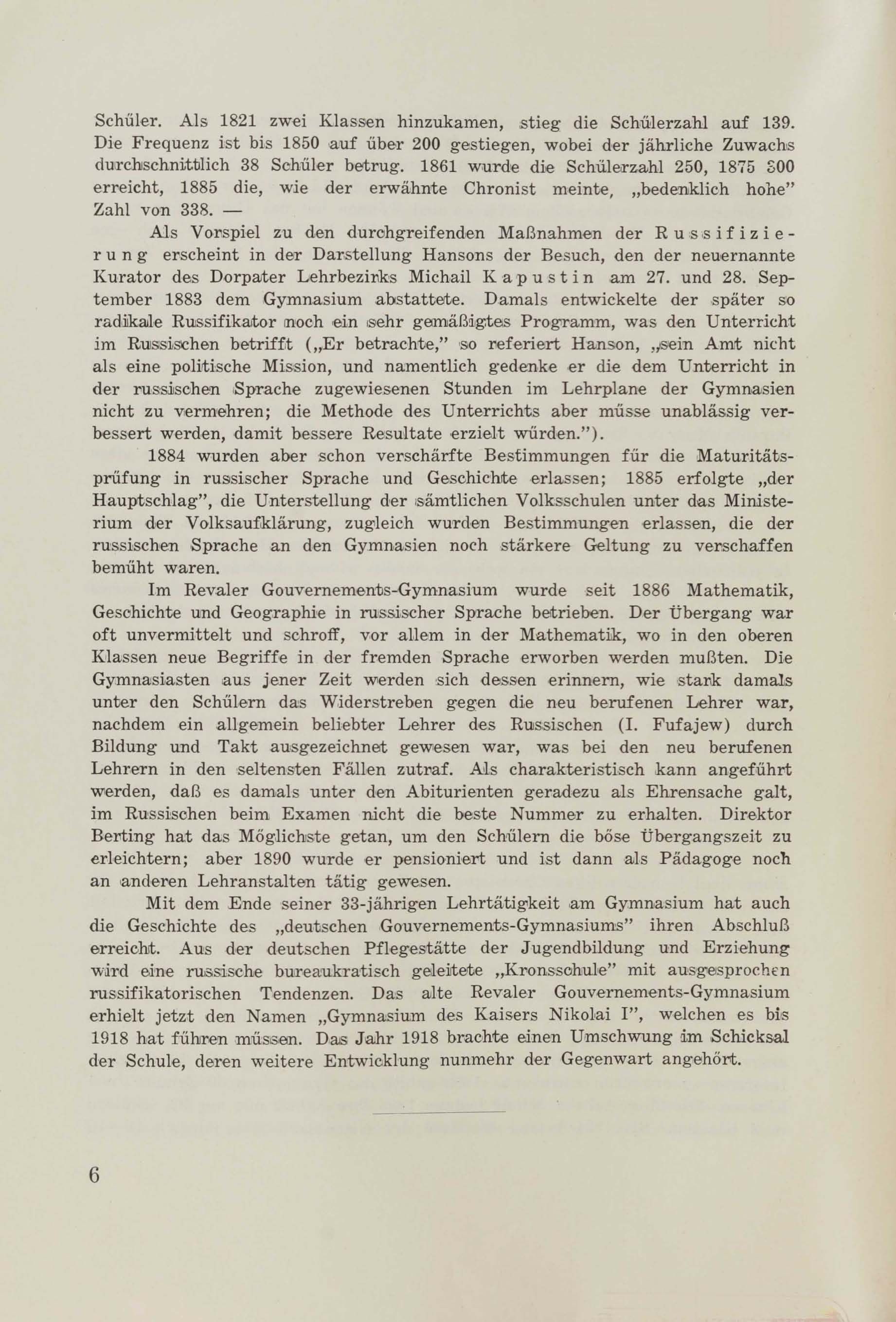 Schüler-Verzeichnis des Revalschen Gouvernements-Gymnasiums 1805–1890 (1931) | 17. (6) Haupttext