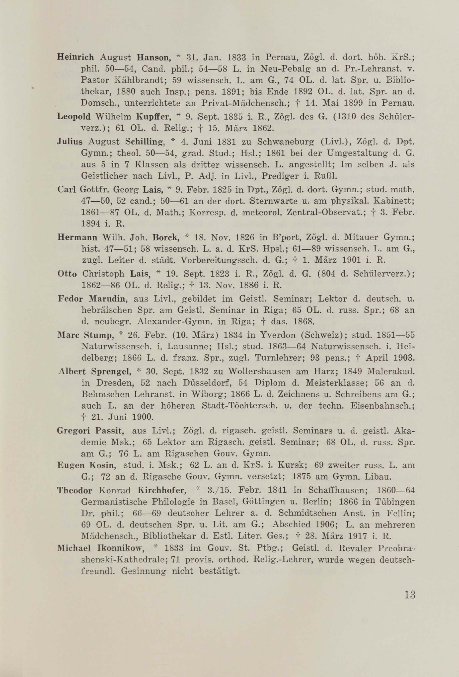 Schüler-Verzeichnis des Revalschen Gouvernements-Gymnasiums 1805–1890 (1931) | 24. (13) Haupttext