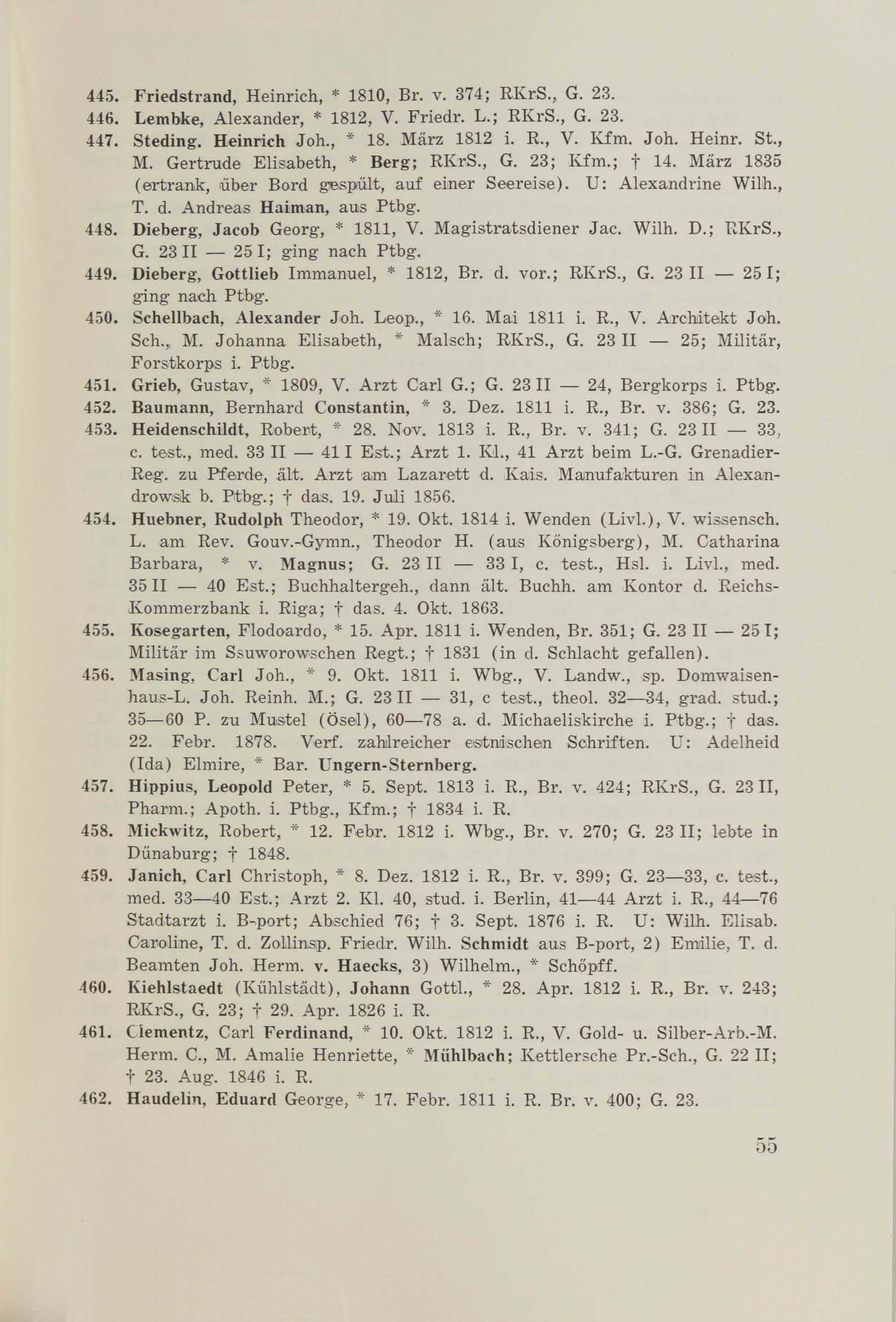 Schüler-Verzeichnis des Revalschen Gouvernements-Gymnasiums 1805–1890 (1931) | 65. (55) Main body of text