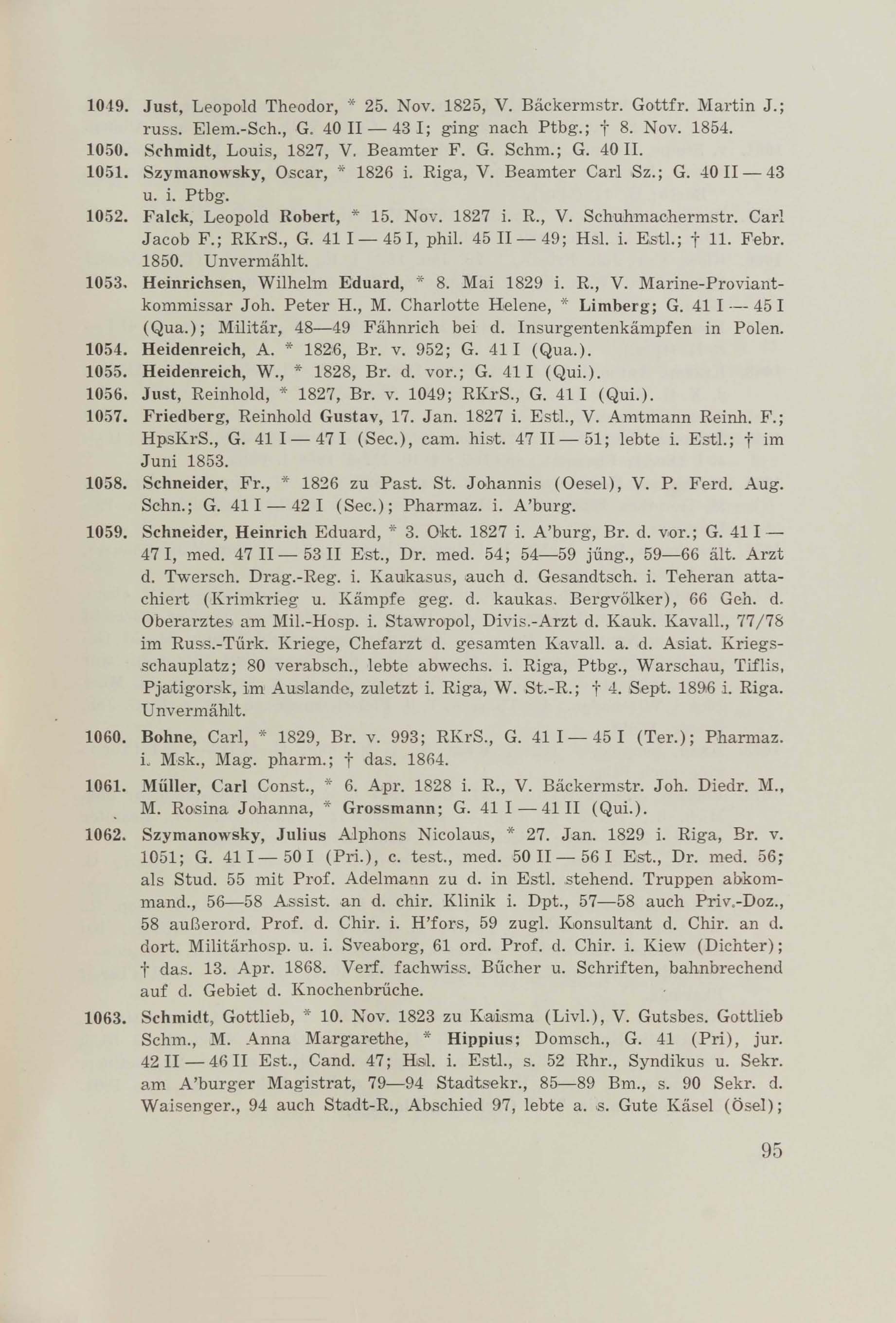 Schüler-Verzeichnis des Revalschen Gouvernements-Gymnasiums 1805–1890 (1931) | 105. (95) Haupttext