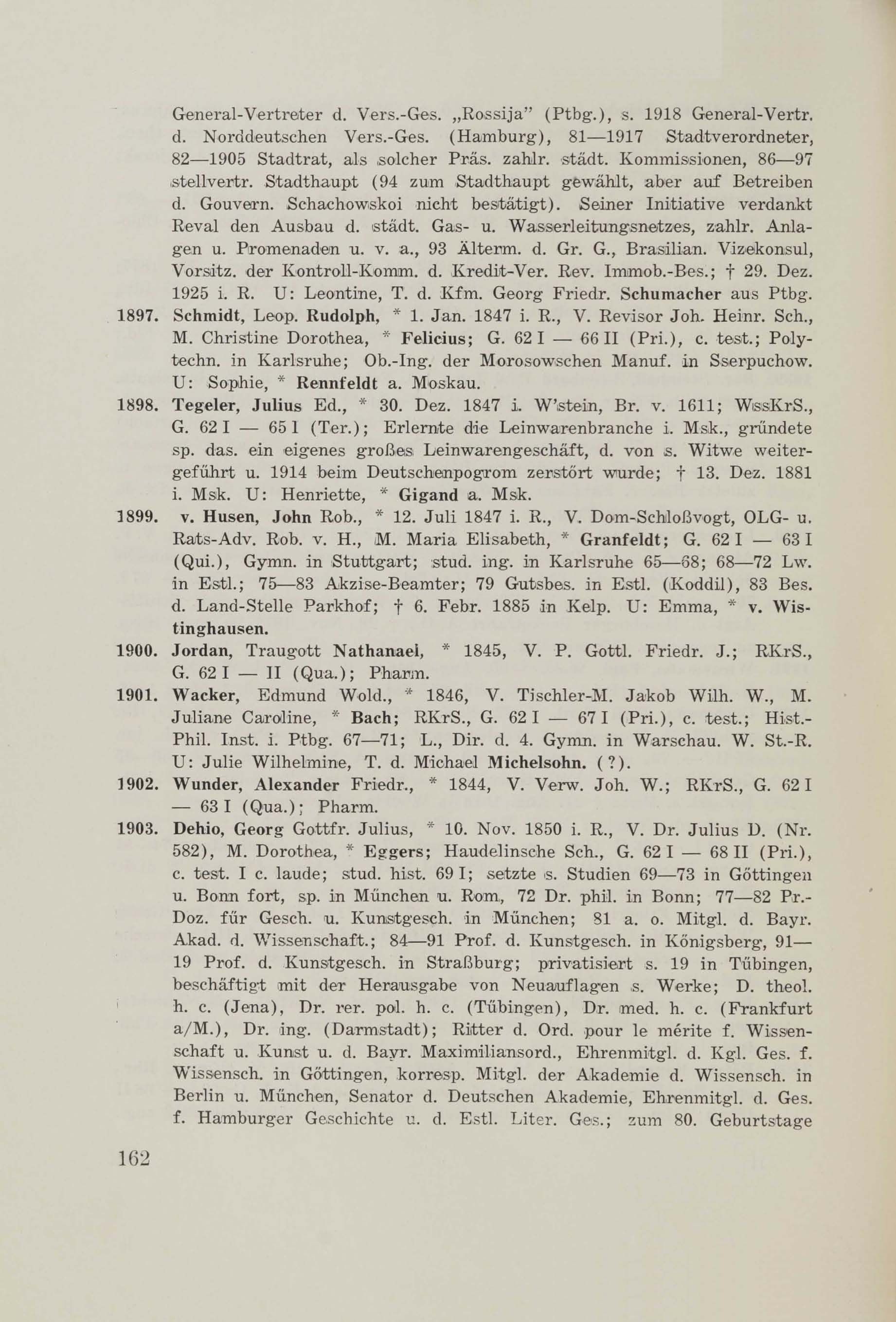 Schüler-Verzeichnis des Revalschen Gouvernements-Gymnasiums 1805–1890 (1931) | 172. (162) Main body of text