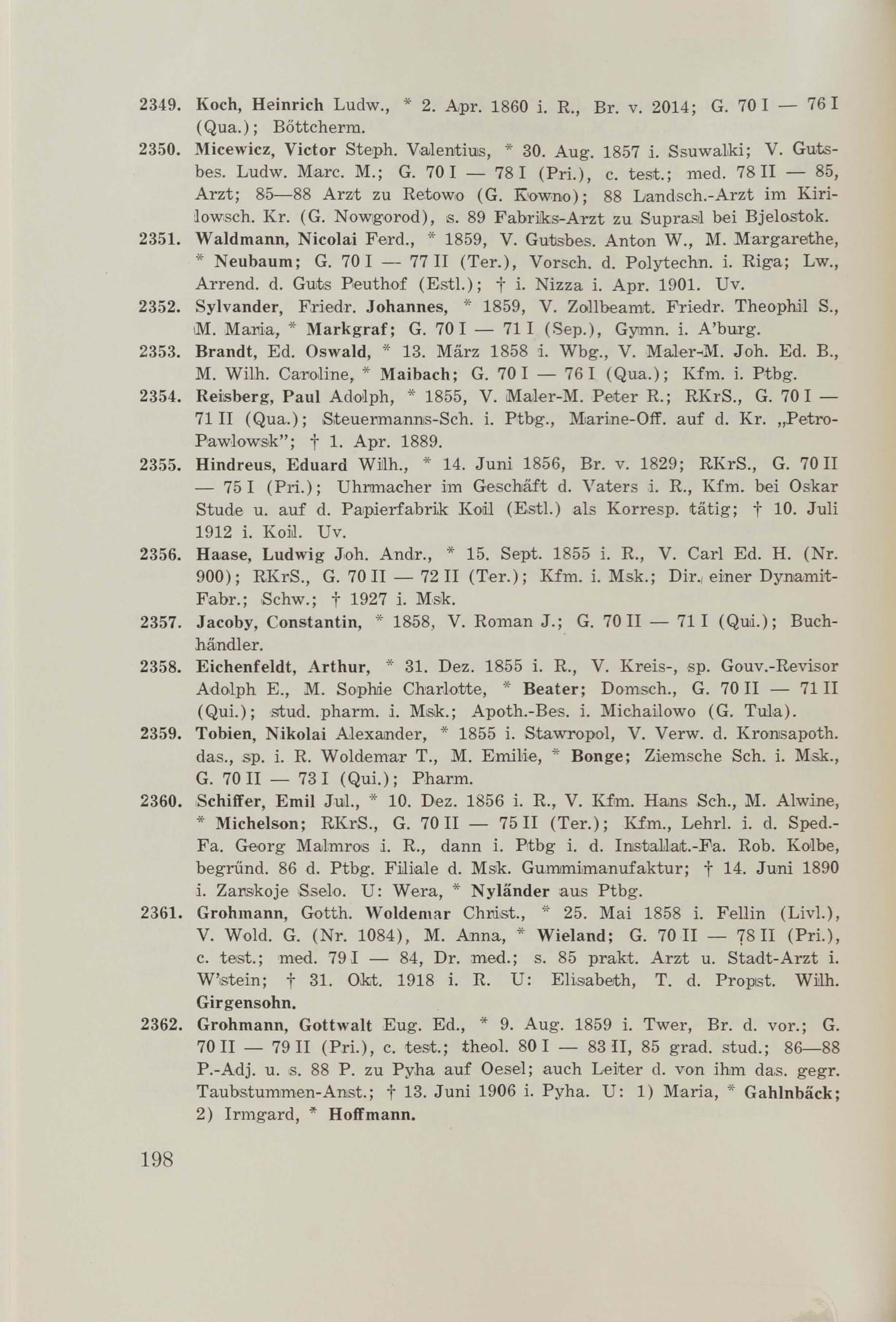 Schüler-Verzeichnis des Revalschen Gouvernements-Gymnasiums 1805–1890 (1931) | 208. (198) Haupttext