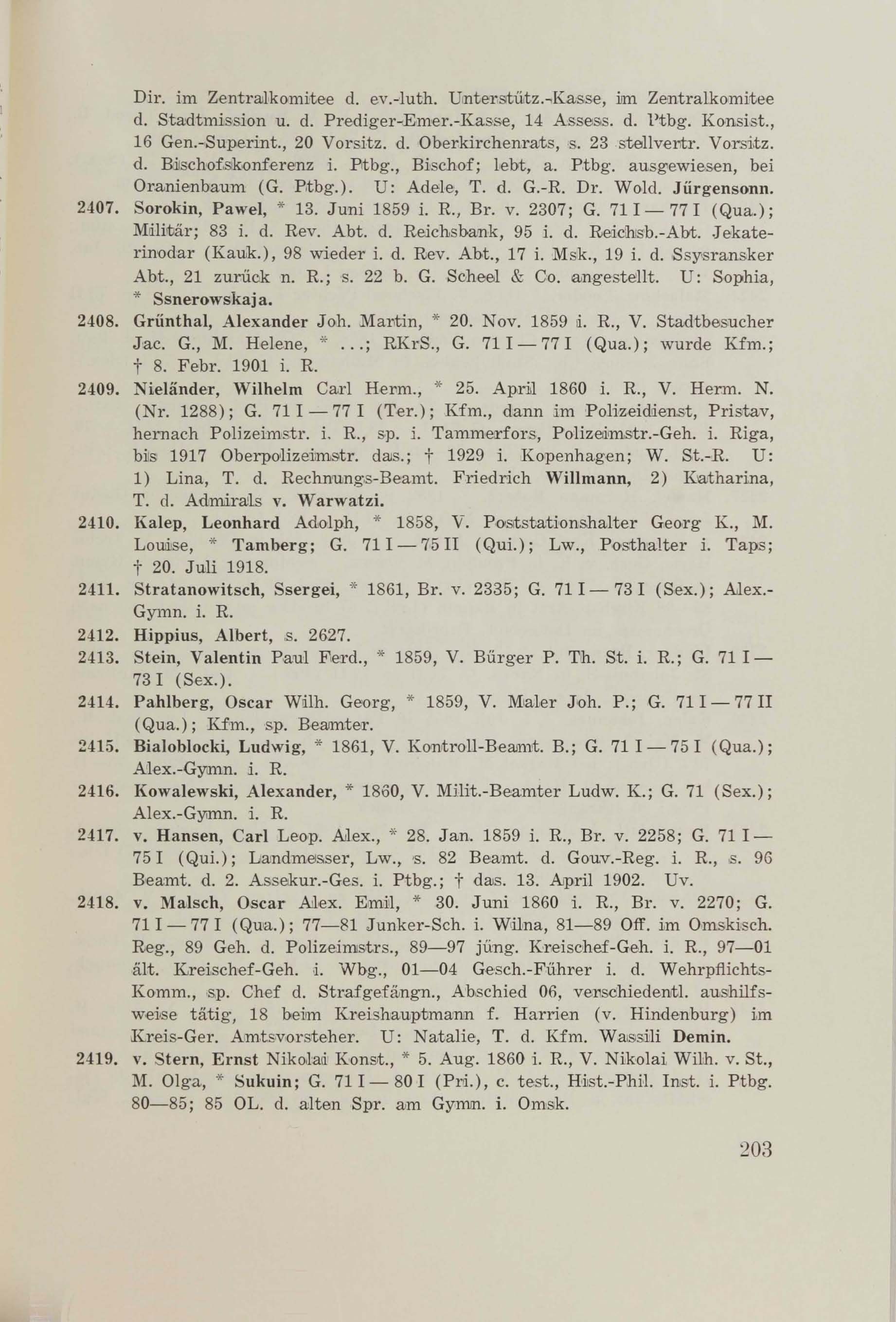 Schüler-Verzeichnis des Revalschen Gouvernements-Gymnasiums 1805–1890 (1931) | 213. (203) Põhitekst
