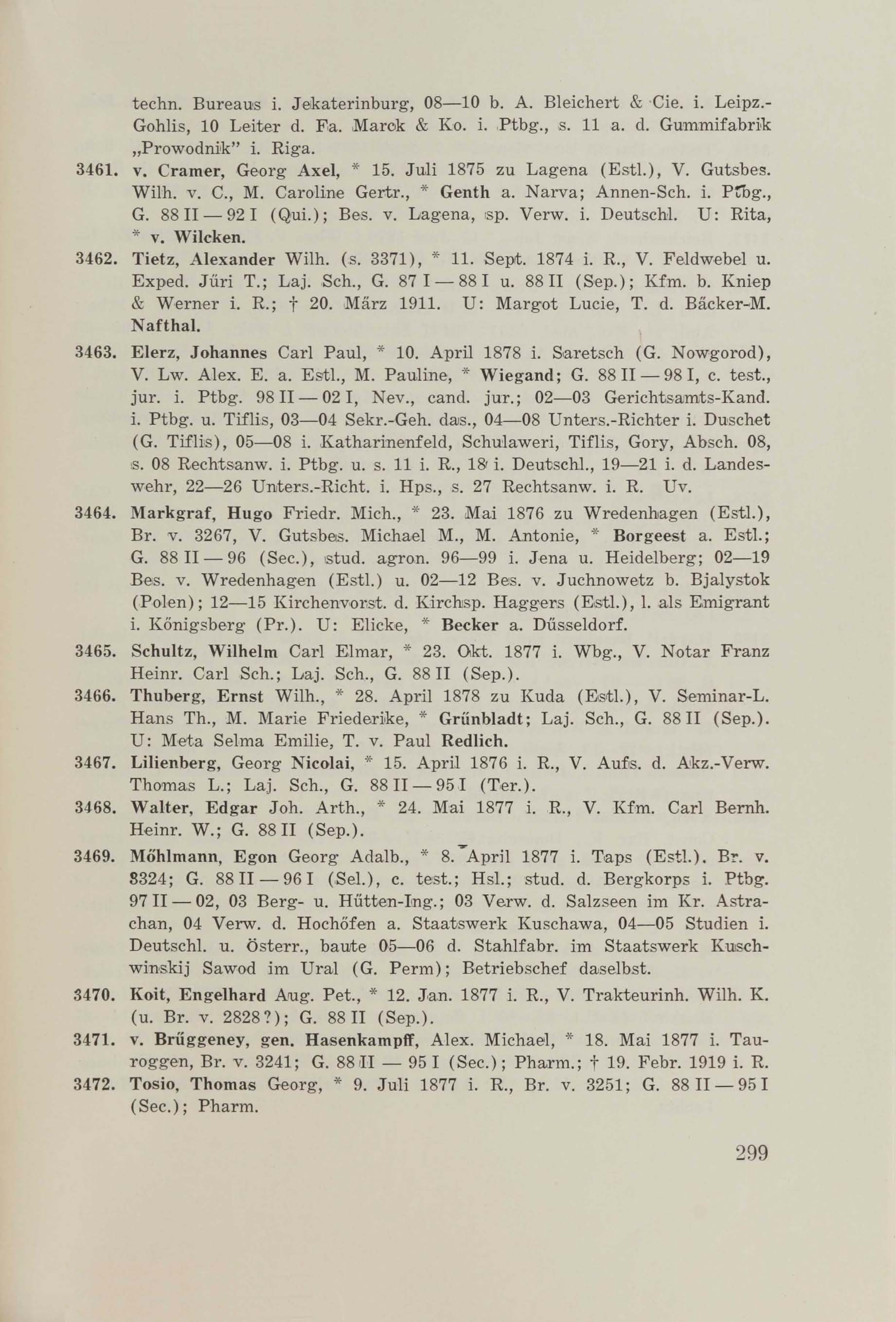 Schüler-Verzeichnis des Revalschen Gouvernements-Gymnasiums 1805–1890 (1931) | 309. (299) Main body of text