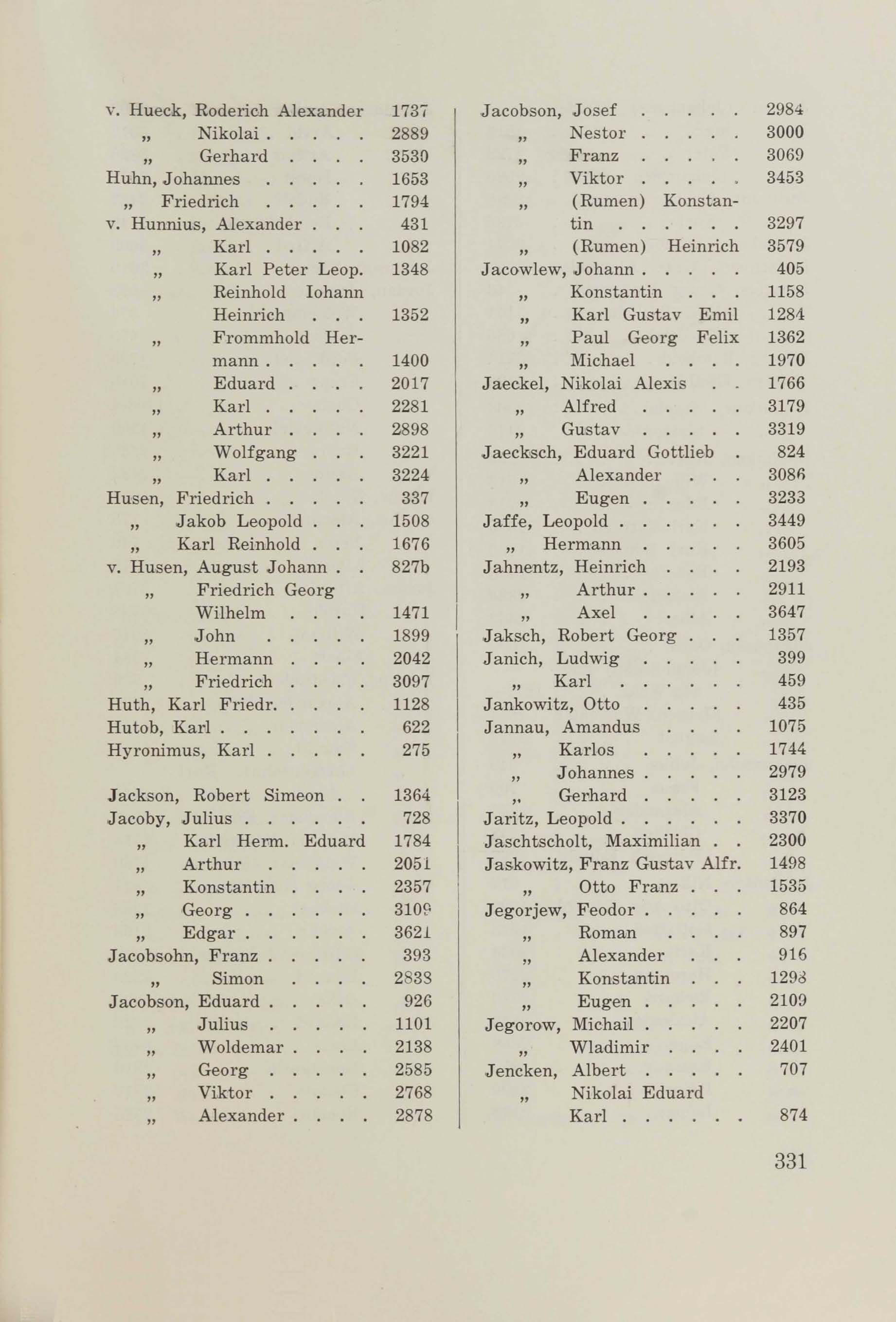 Schüler-Verzeichnis des Revalschen Gouvernements-Gymnasiums 1805–1890 (1931) | 341. (331) Main body of text
