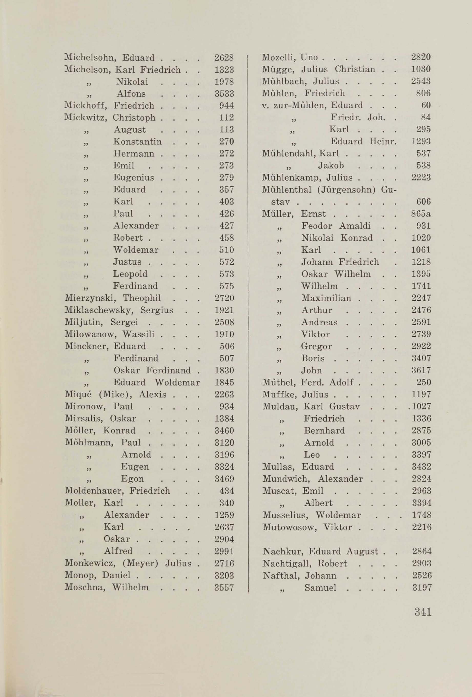 Schüler-Verzeichnis des Revalschen Gouvernements-Gymnasiums 1805–1890 (1931) | 351. (341) Main body of text