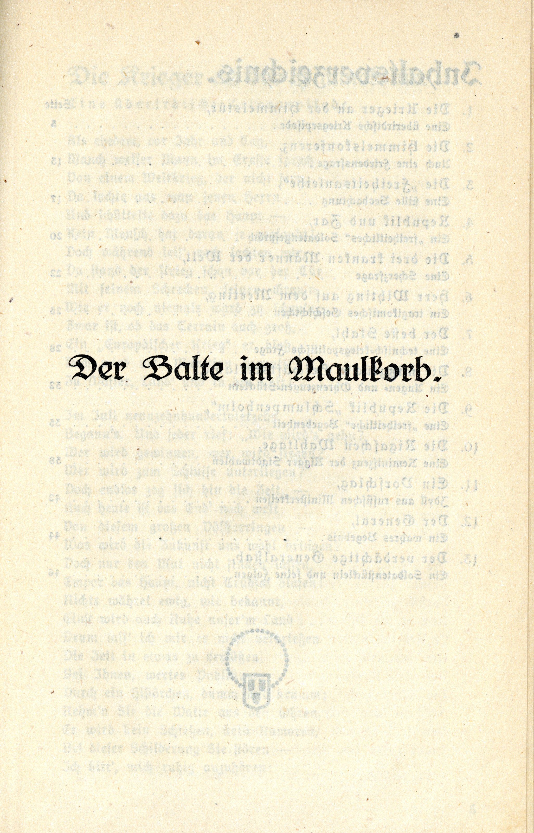 Der Balte im Maulkorb (1917) | 4. Põhitekst