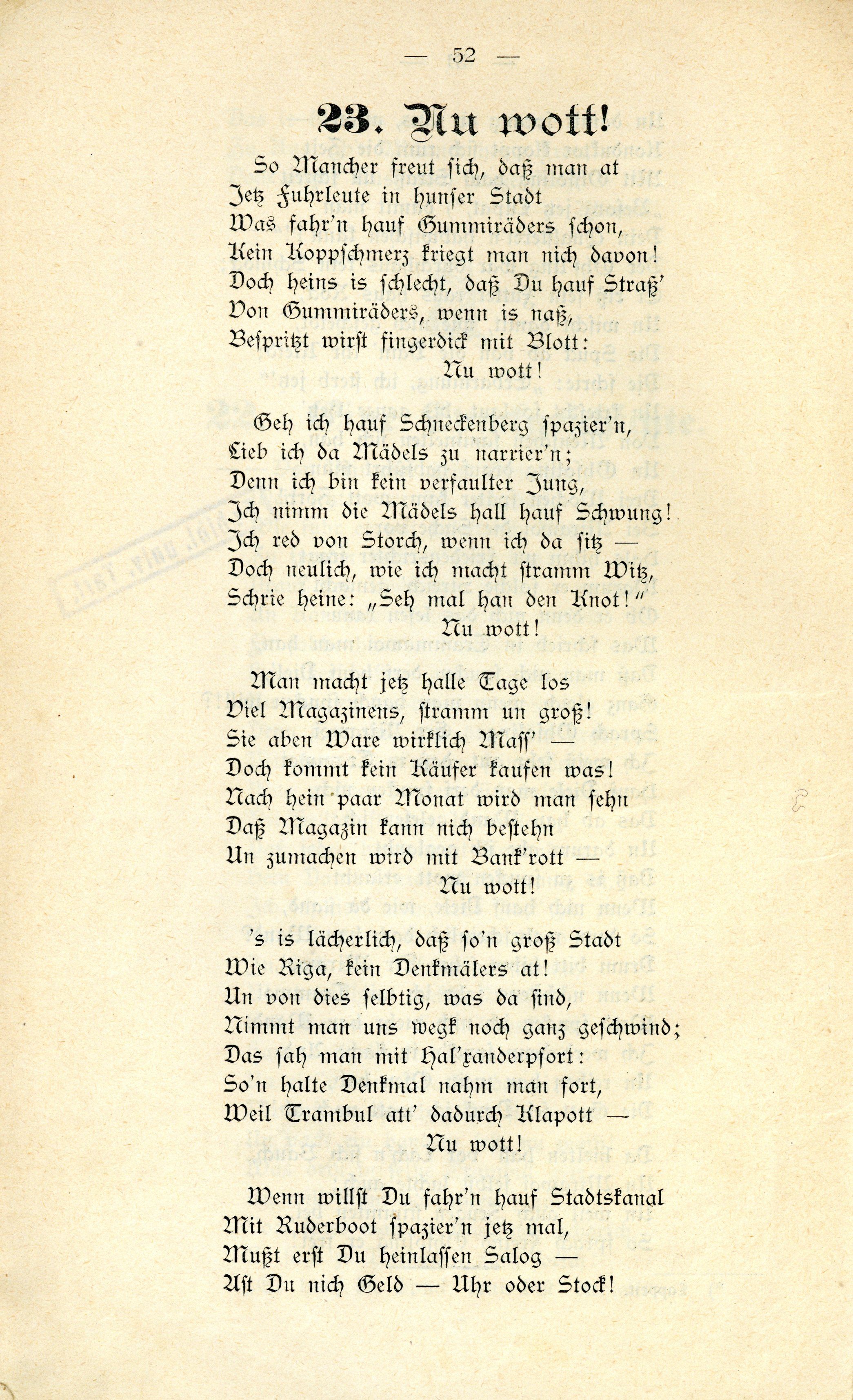 Schanno von Dünakant (1903) | 53. (52) Põhitekst