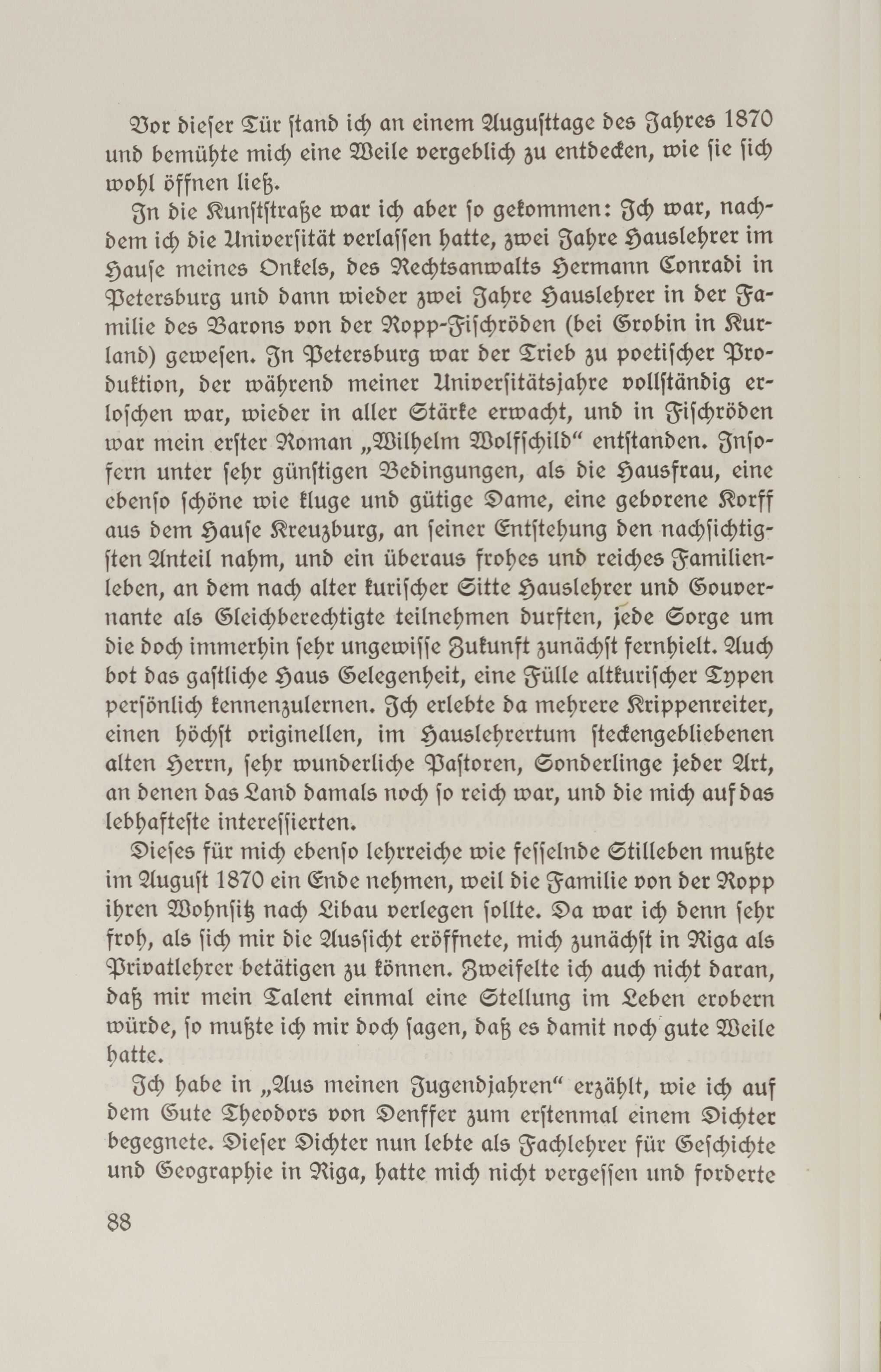 Baltische Lebenserinnerungen (1926) | 87. (88) Põhitekst