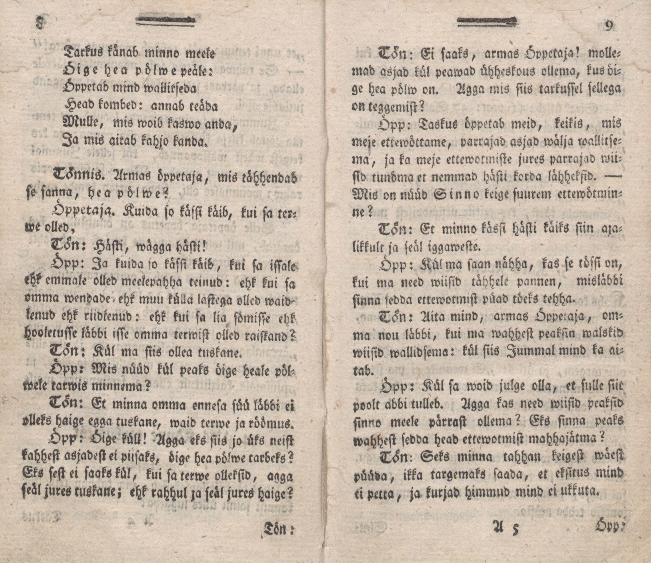 Üks Kaunis Jutto- ja Öppetusse-Ramat [2] (1787) | 6. (8-9) Põhitekst